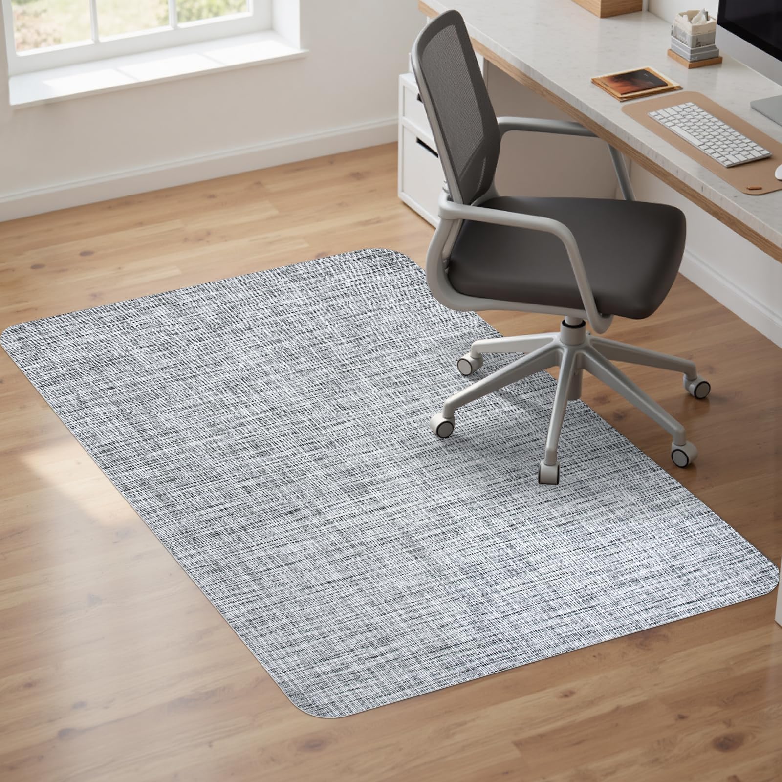Sycoodeal Office Chair Mat for Hardwood &amp; Tile Floor,Computer Gaming Chair Mat for Rolling Chairs Non-Curve, Anti-Slip, Heavy Duty Floor Protector for Home Office,Grey (36" x 55")