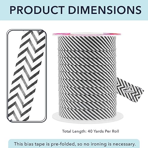 Miniatura 179 de Mandala Crafts Cinta al bies de un solo pliegue de 5/8 pulgadas para coser, acolchar, tuberías, dobladillo, manta y encuadernación de colcha, cinta