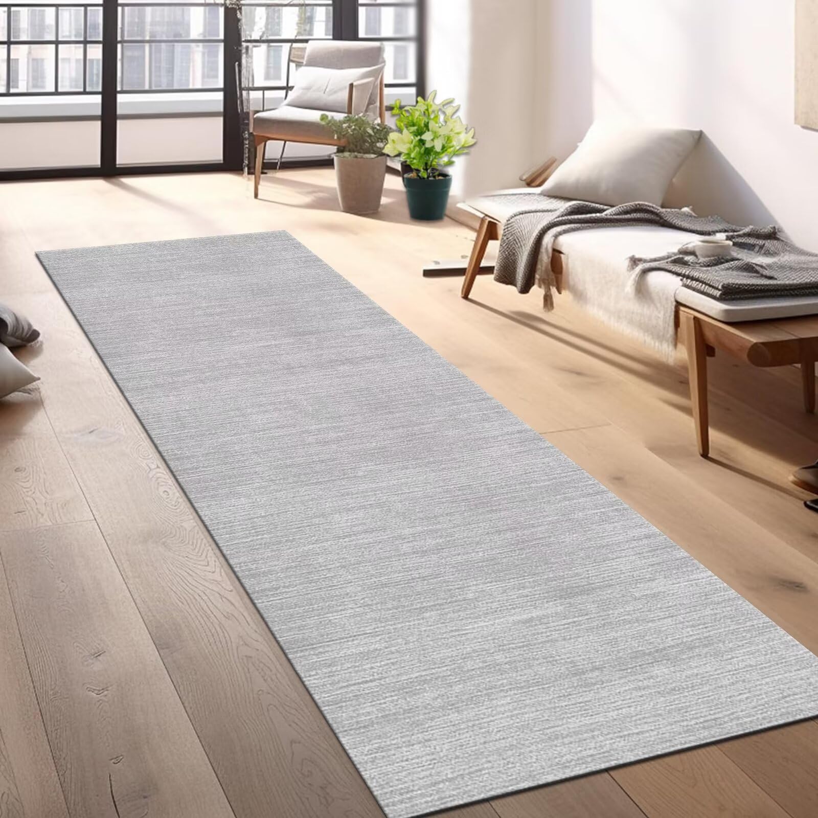 Tappeto Cucina Antiscivolo Tappeto Passatoia Grigio chiaro 3D Tappeti Runner Antimacchia Corridoio Soggiorno interne 90X140CM Poliestere Passatoia cucina Legno Durevole Tappetino zerbino Lavabile