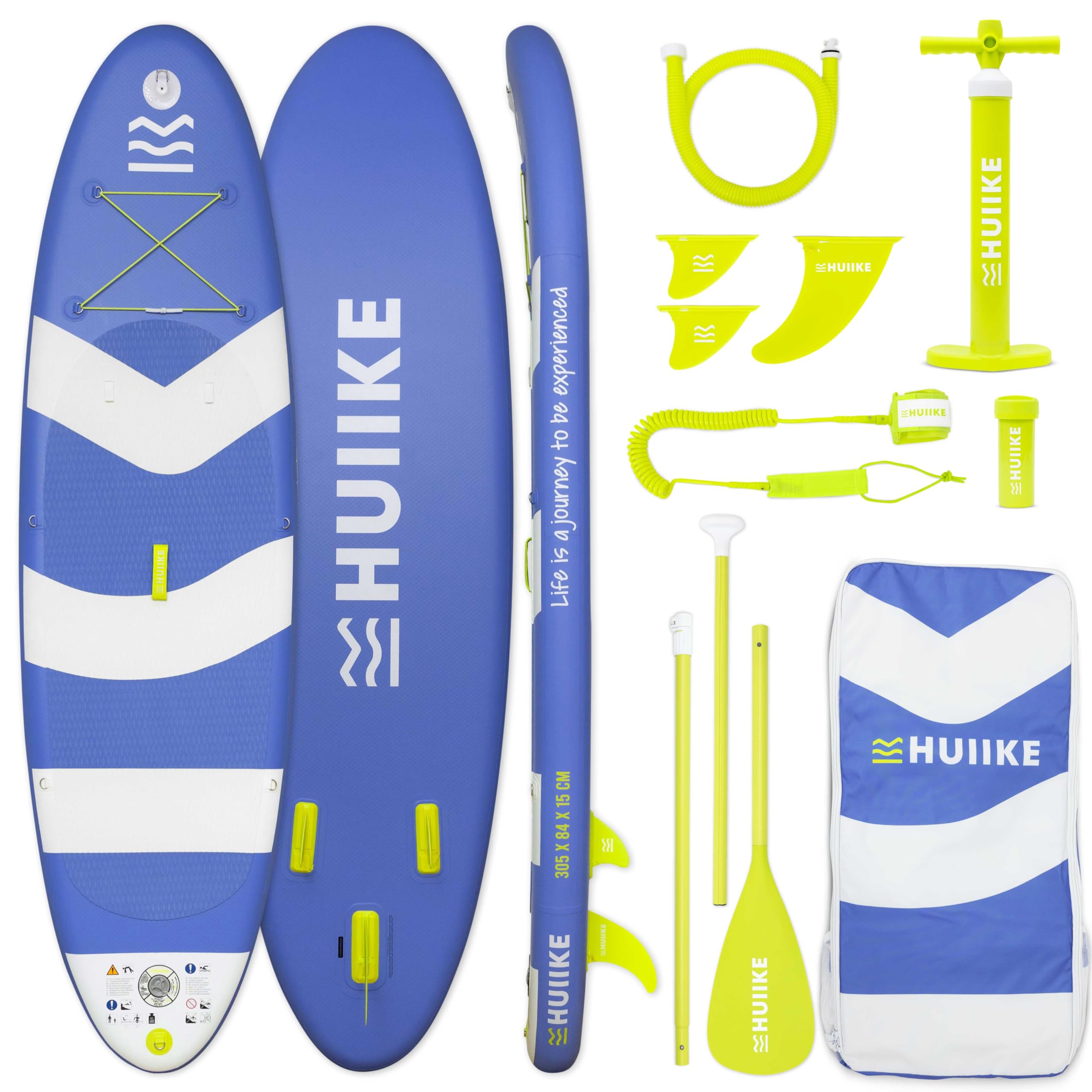 HUIIKE Tavola Sup Gonfiabile Adulti con Accessori Inclusi, Pagaia, Pinne, Pompa. Stand Up Paddle Board con Grande Stabilità e Resistenza. 305 x 84 x 15 cm, Carico Massimo 130 kg