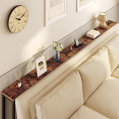 Miniatura 5 de HOOBRO Mesa consola estrecha de 47.2 pulgadas con toma de corriente, mesa detrás del sofá de 5.9 pulgadas con estación de carga, mesa auxiliar larga