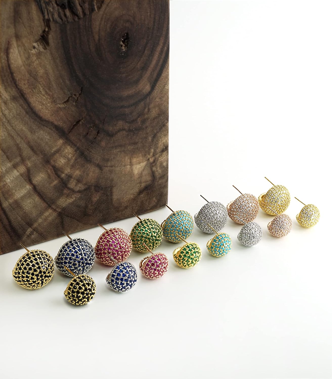 Disco Ball Earrings 925 Stering Silver Post 18K Gold Plated CZ Micro Pave Dainty Round Gold Stud Huggie earrings for Women