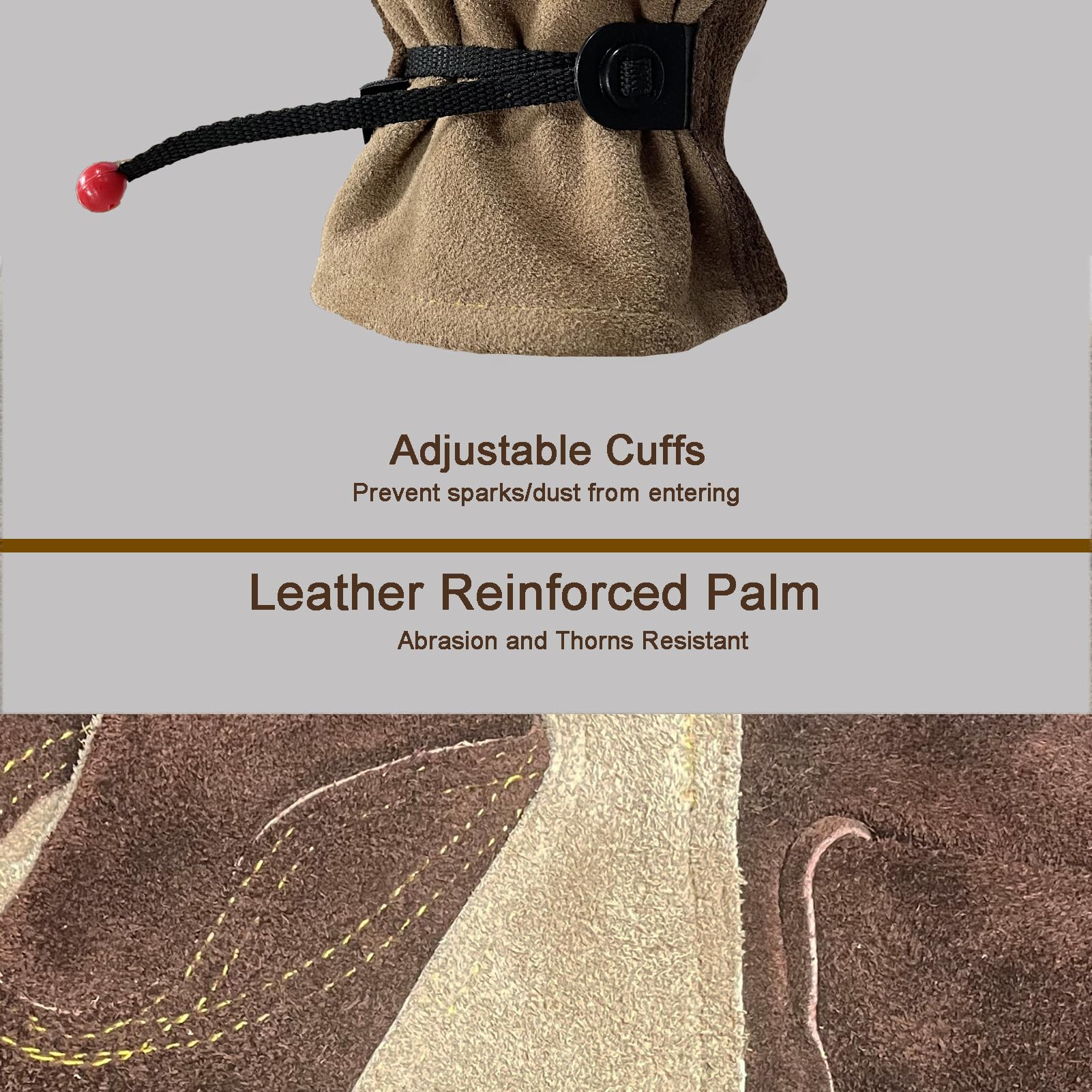 AOUCHI Men's and Women's Gardening, Welding, Construction, Chainsaw, Farm, Angle Grinder, Ranch Leather Gloves. Cowhide - Image 3