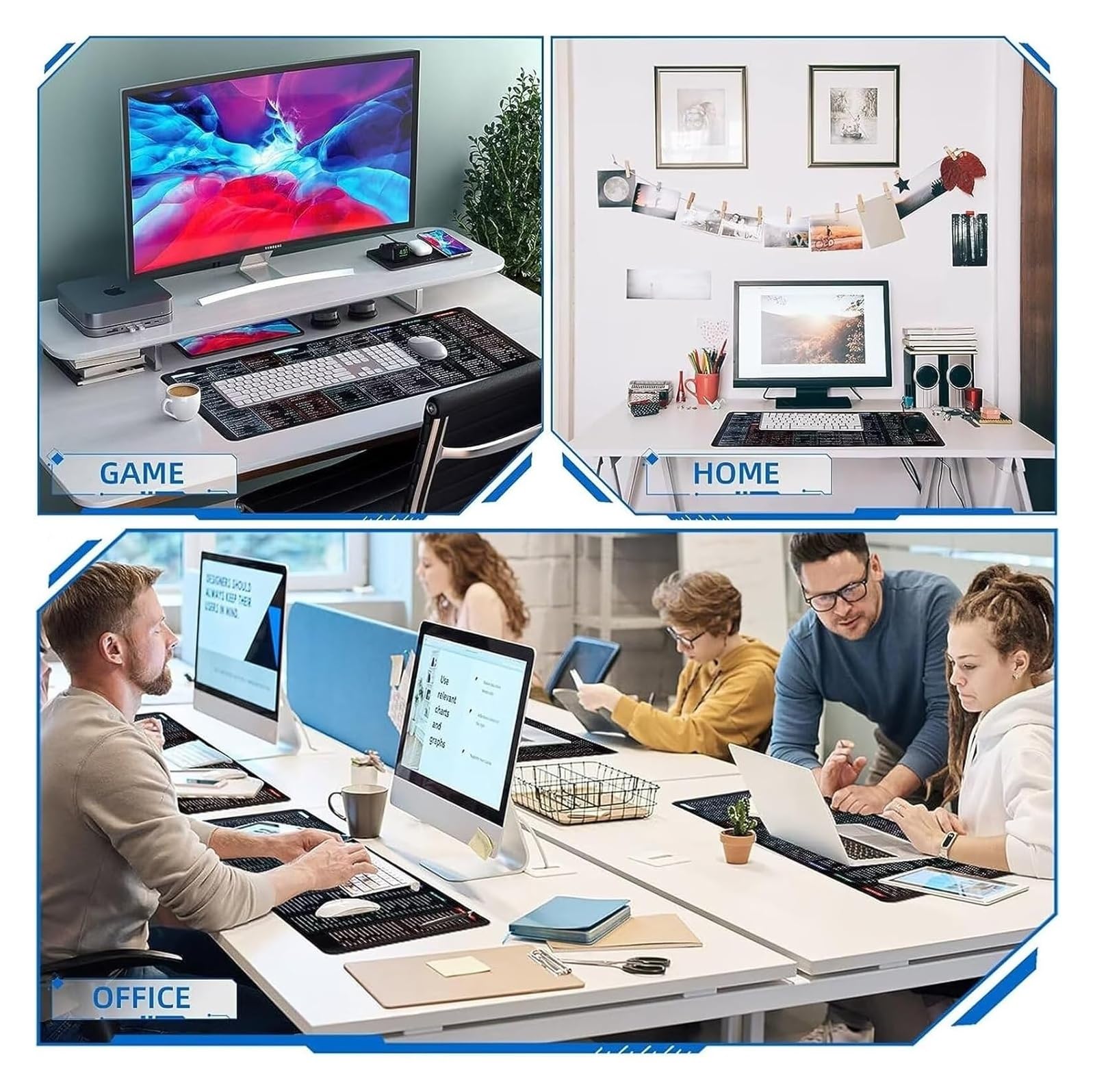Podkładka pod mysz, Krajobrazowa podkładka w kształcie łabędzia, antypoślizgowe gumowe biurko do laptopa(3mm,700x300mm)