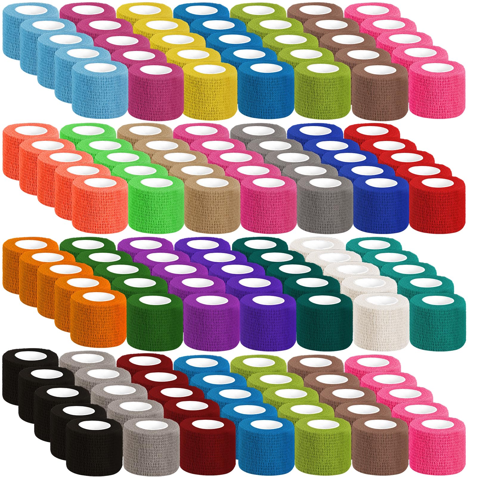 120 Pack Colorful Self Adhesive Bandage Wrap Bulk 2 Inch x 5 Yards Cohesive Bandage Vet Wrap Breathable