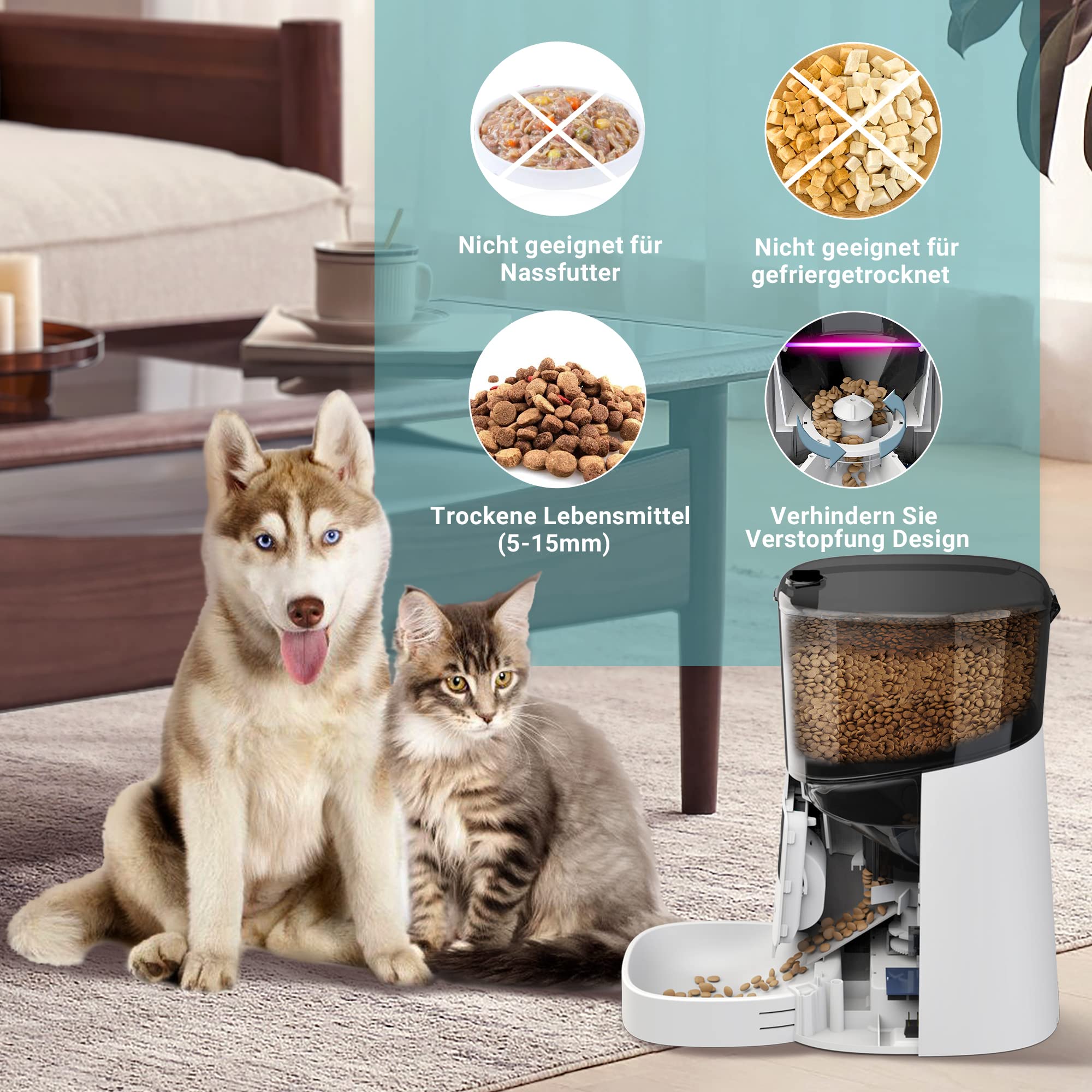 4L WIFI Automatischer Futterautomat für Katze Hund Futterspender Feeder Mit Time