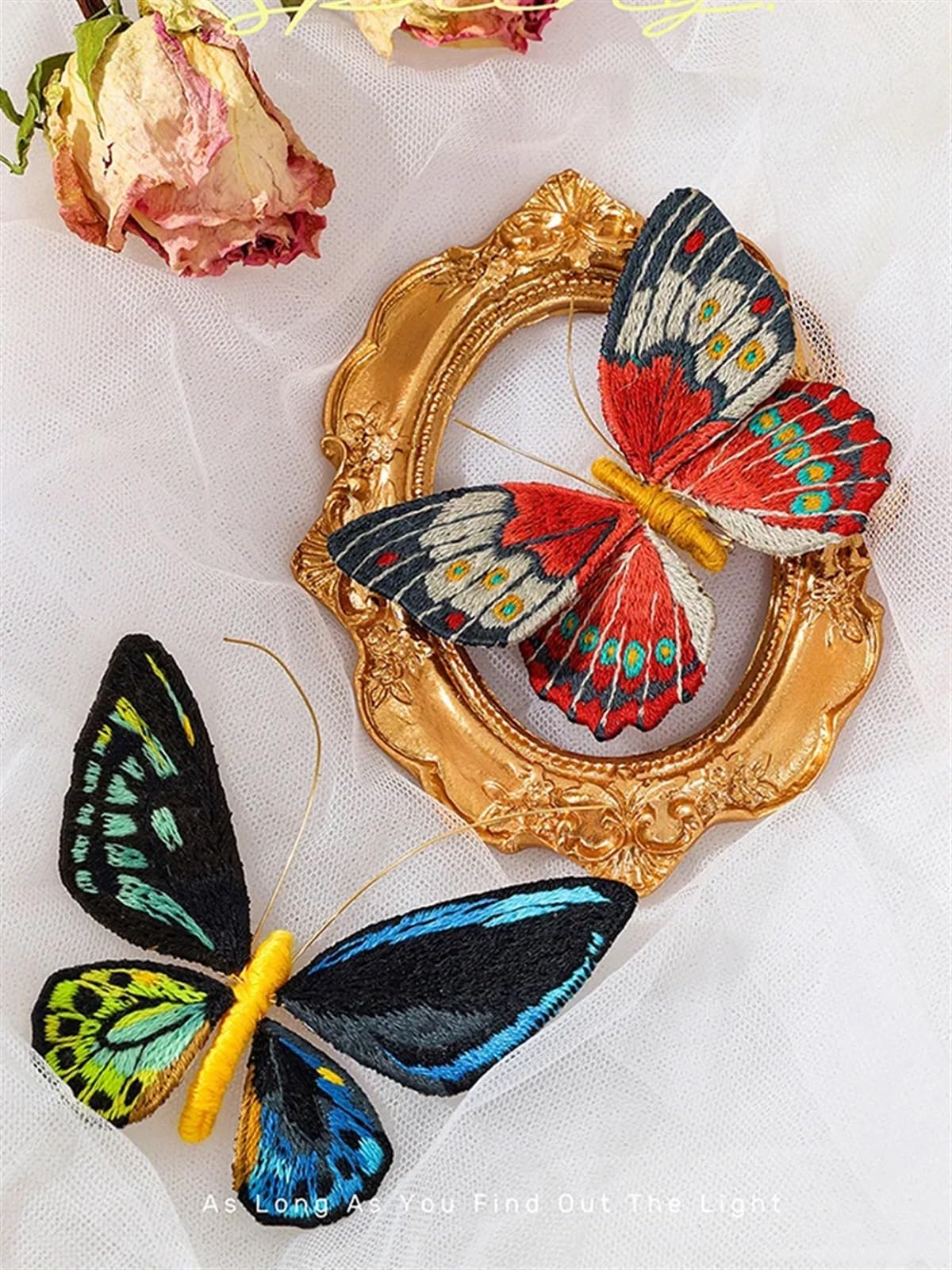 haft, Zestaw do haftowania, zestawy haftu motylkowego dla początkujących z zestawem broszki DIY obręczą(Embroidery Kit I)
