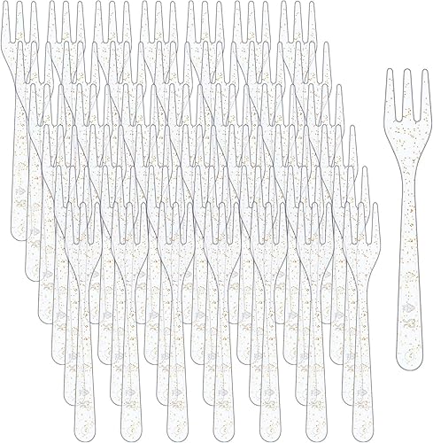 Miniatura 7 de Skylety 500 mini tenedores de plástico de 3.7 x 0.6 pulgadas, pequeños y pequeños, desechables, tenedores de degustación, utensilios para postres
