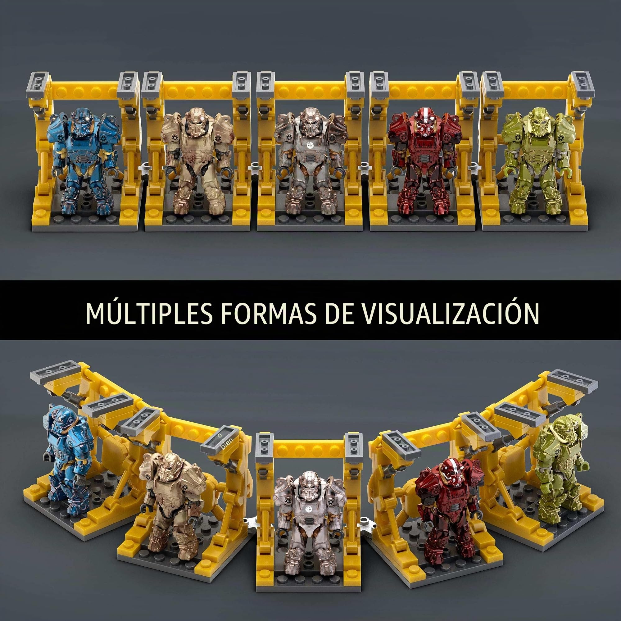 Mega Fallout - Juguete de construcción de Figuras de acción, colección T-60 Power Armor con 327 Piezas, 5 Micro Figuras de acción y Accesorios, para coleccionistas