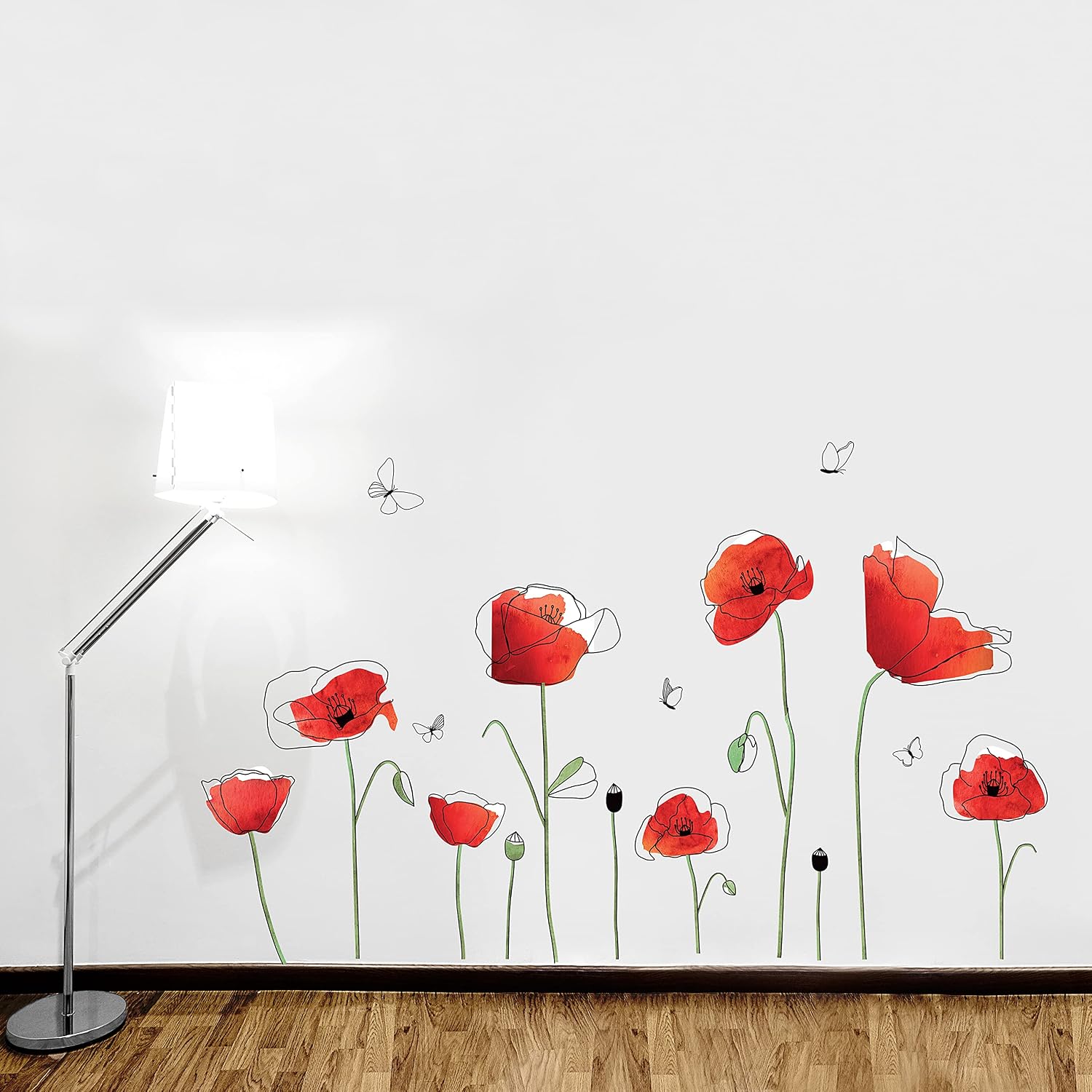 Walplus Wall Sticker Decal Wall Art Poppy butterflies