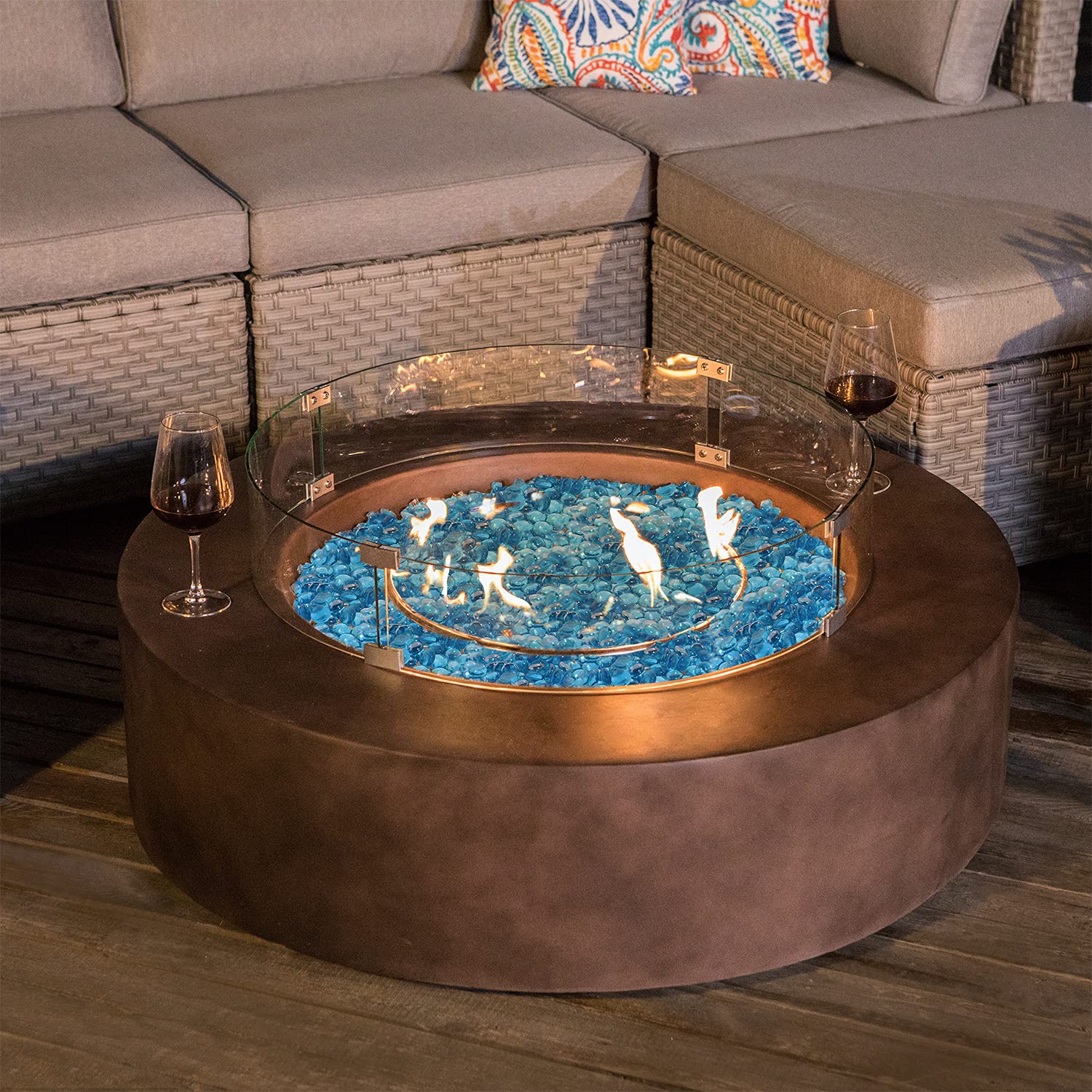 COSIEST Outdoor Propane Fire Pit Coffee Table w Dark Bronze 42inch