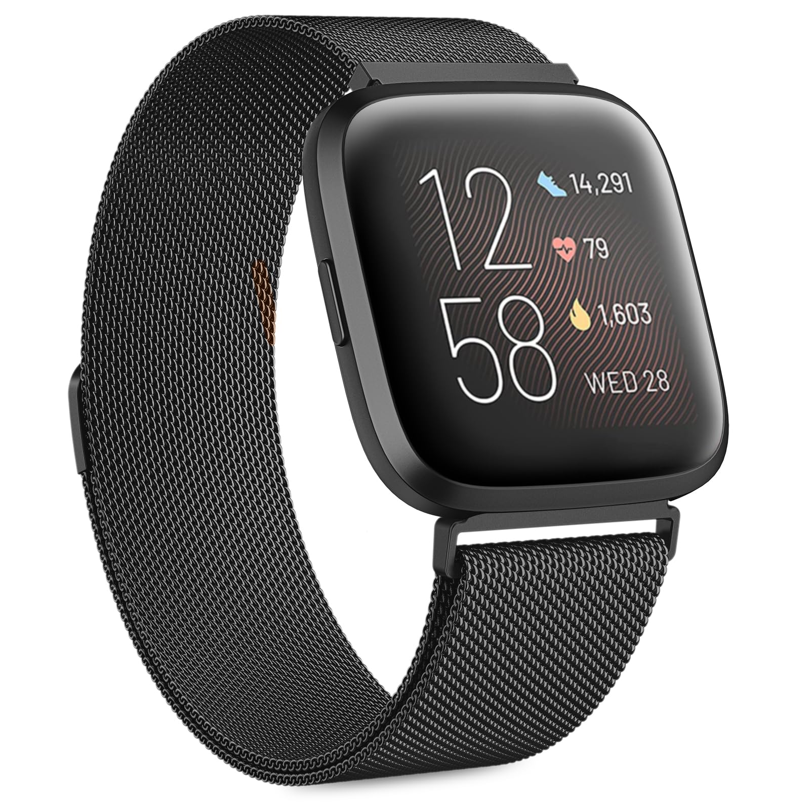 Metal Band Compatible with Fitbit Versa 2 Bands / Fitbit Versa Bands for Women Men, Stainless Steel Mesh Loop Replacement Strap for Fitbit Versa 2 / Fitbit Versa / Versa Lite / Versa SE Smart Watch (Small,Starlight)