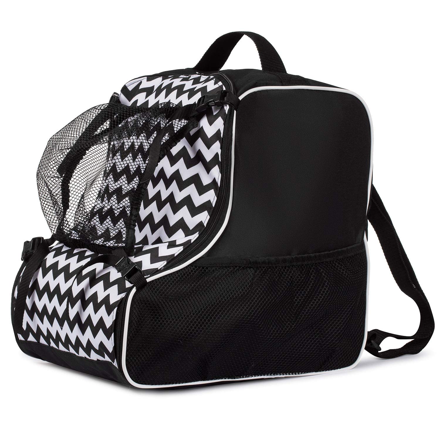 Ferocity Ensemble Sac de Transport et Chaussures de Ski avec Compartiment pour Bâtons, Casque, Poche Filet Amovible Zig Zag [053]
