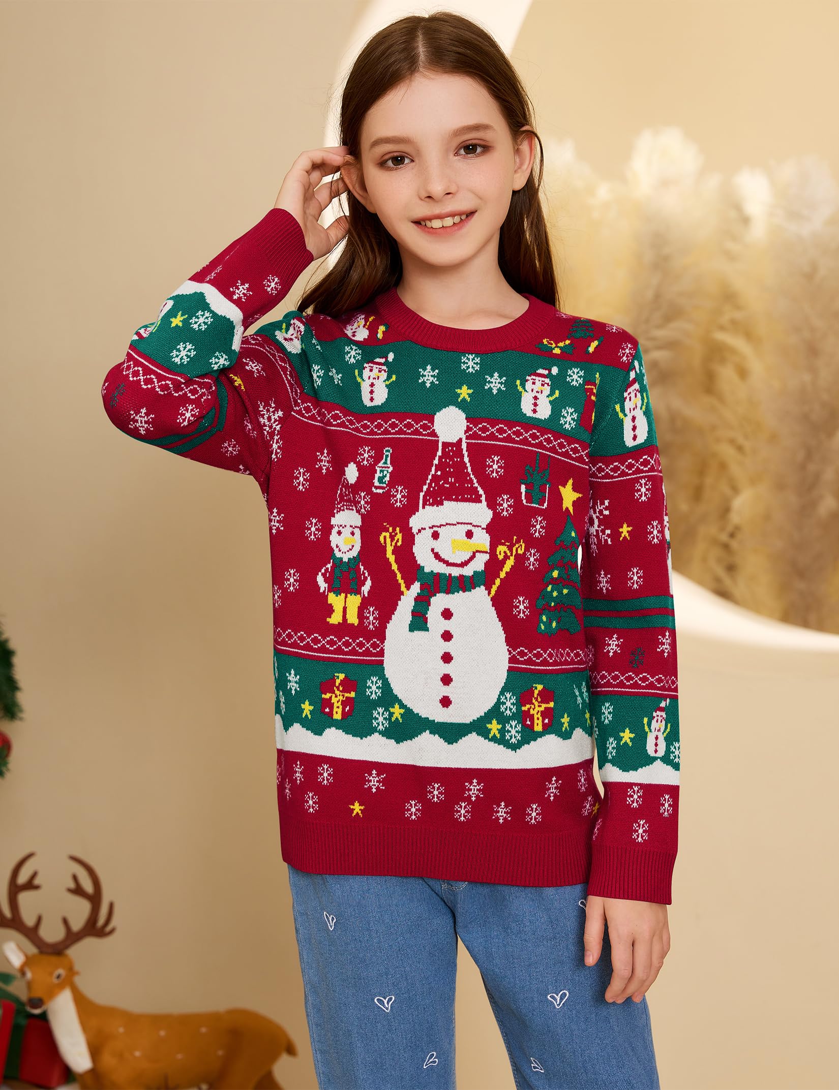 Jersey de Navidad para Mujer, Hombre, niños, Divertido, suéter navideño, Cuello Redondo, suéter de Punto, Unisex, Conjunto Familiar