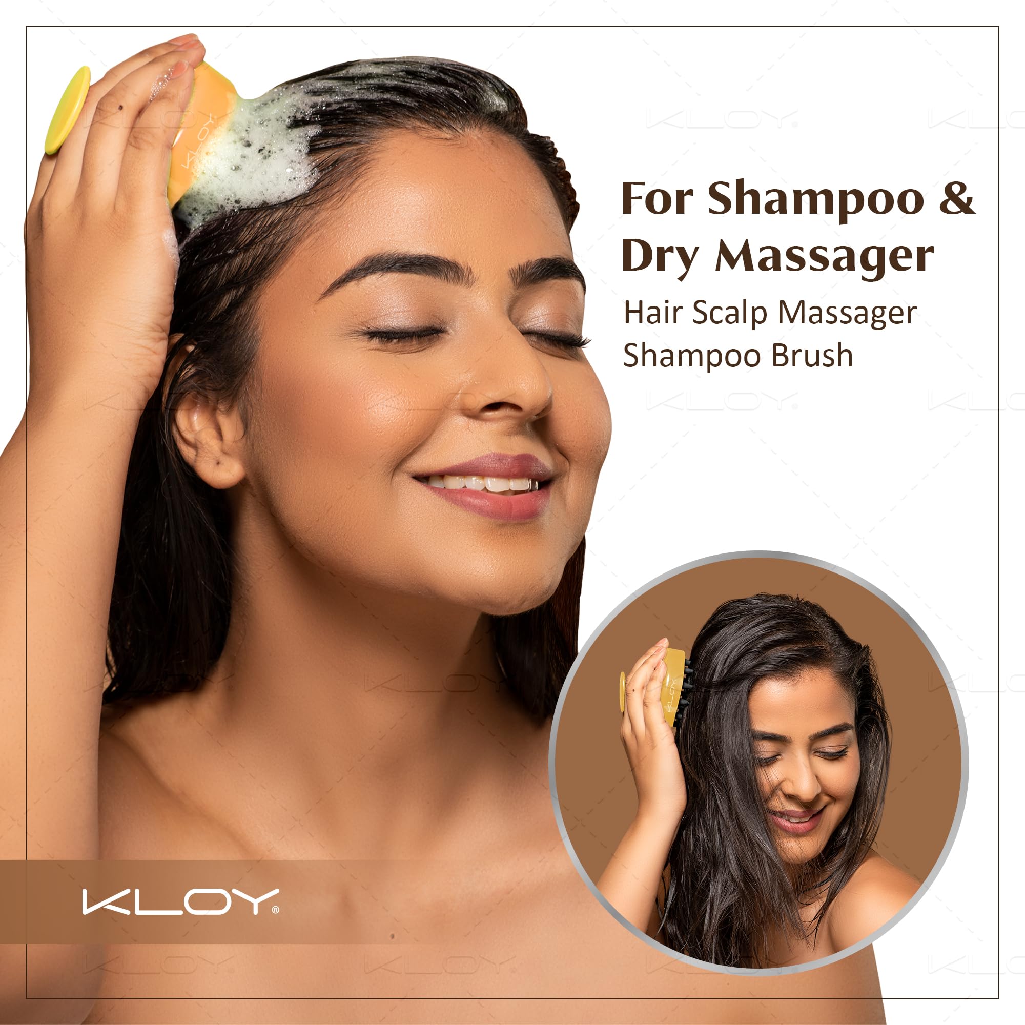 KLOY Round Hair Scalp Manual Massager Shampoo Hair Brush, Super Soft Bristles for Exfoliating, Anti-Dandruff (Gold) - Image 2 thumbnail