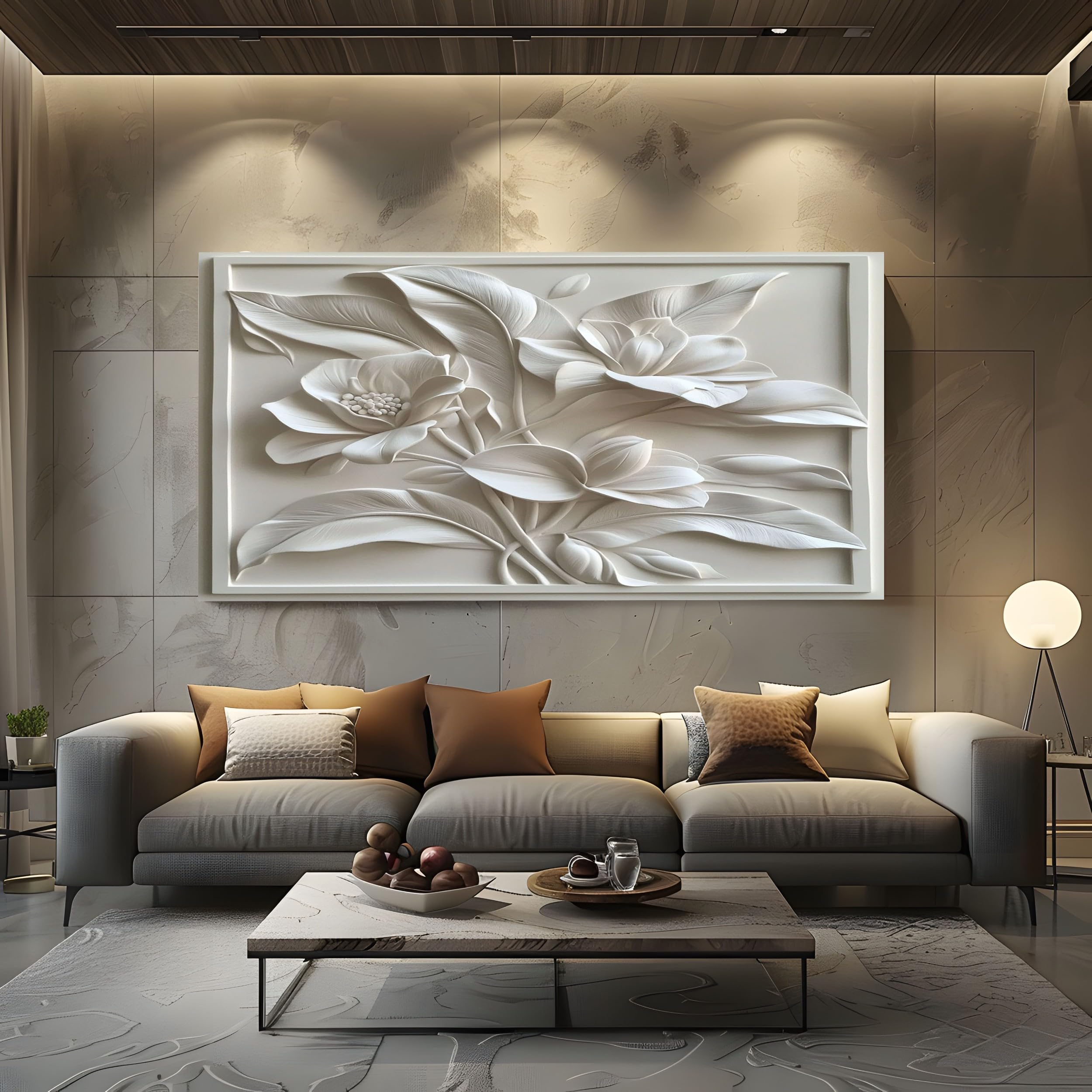 ZORYAN Quadri Moderni Soggiorno Su Tela Stampa Floreale Rilievo 80x120cm