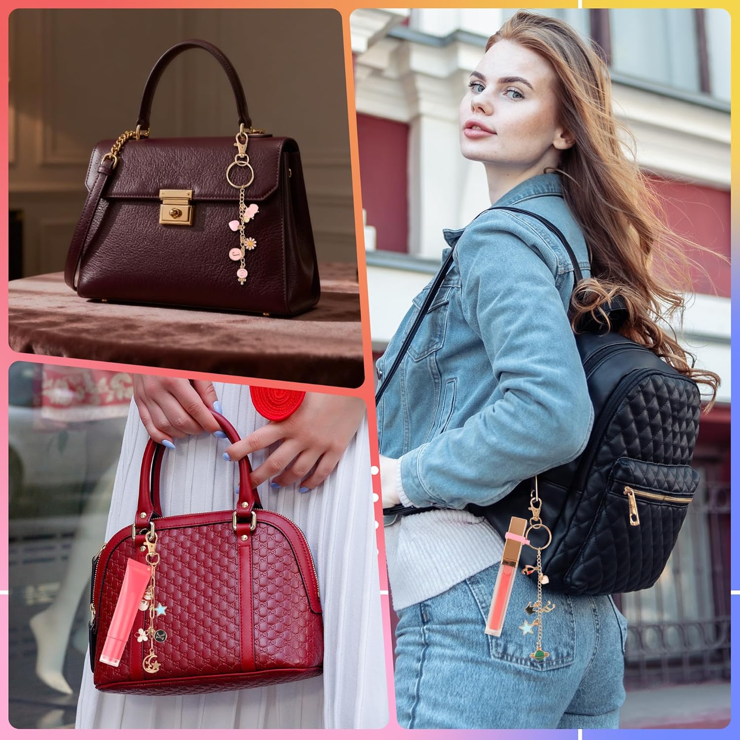 Starry 158 Pcs Lip Gloss Keychain Making Kit 30 Charms 6.56 ft Gold Chains Rubber Lipgloss Ring Keychain Clips for DIY Crafts Women - Image 6