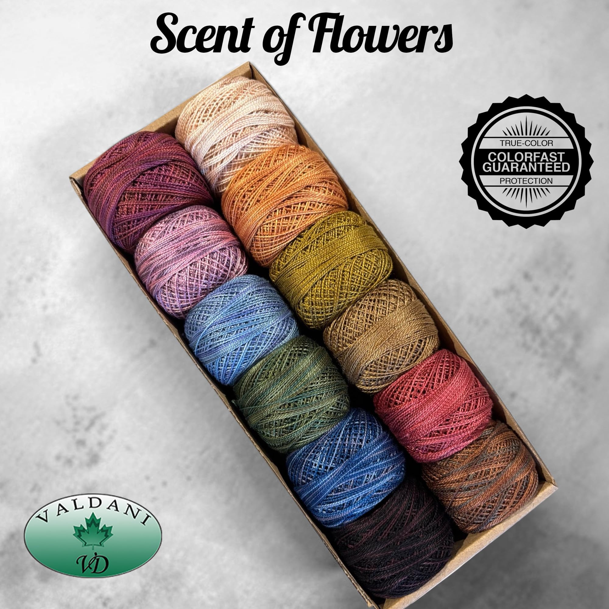 Valdani Perle - Hilo de algodón para bordar, tamaño 12, colección Scent of Flowers | Hilo de bordado teñido a mano