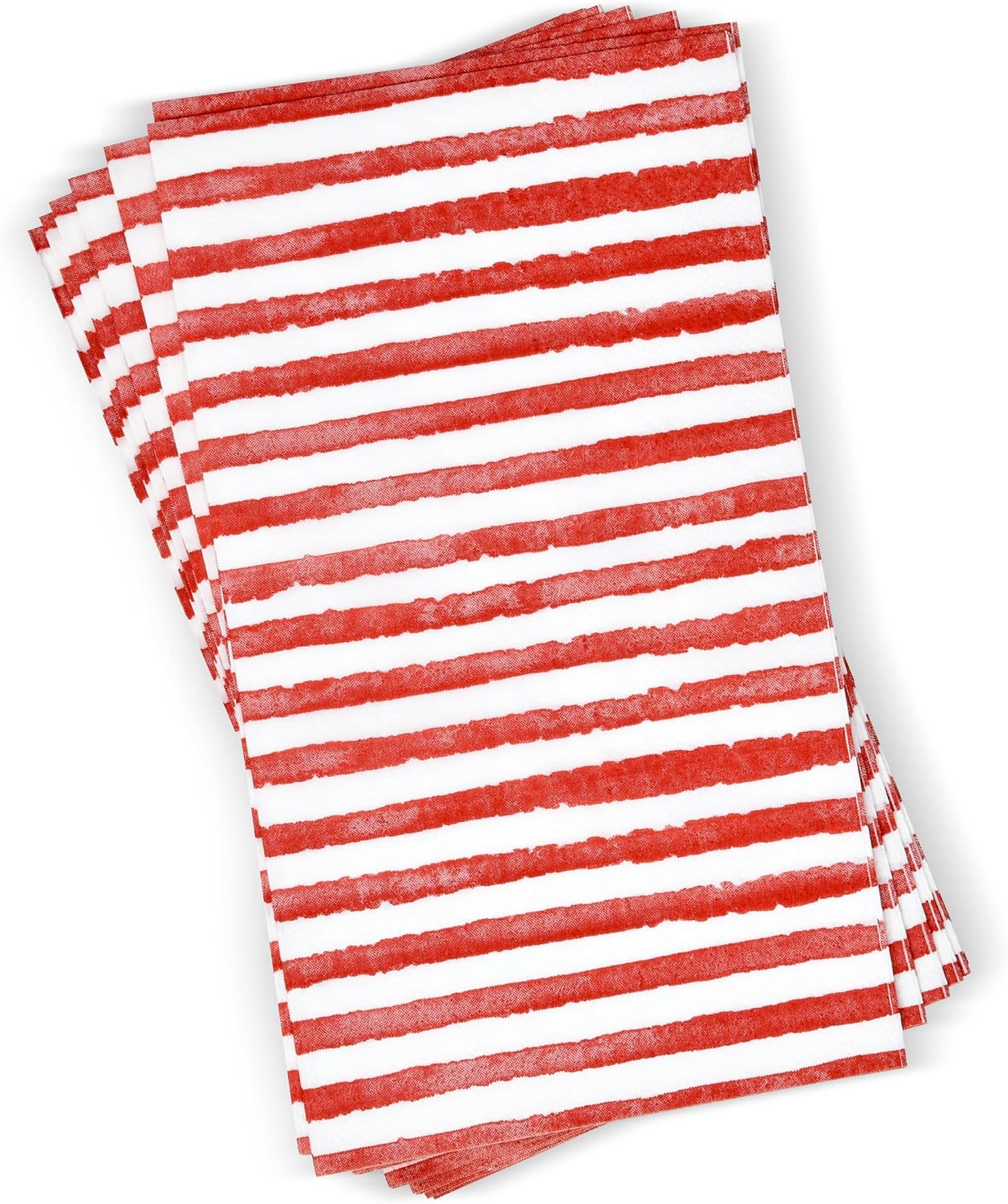 Red and White Striped Guest Napkins 100 Pack, 3 Ply Disposable Paper Hand Towels for Bathroom Party Picnic Decor