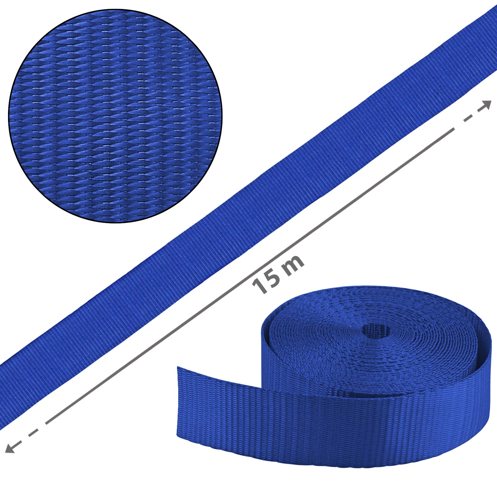 ALPIDEX Slackline 15 m para principiantes y expertos , Carga máxima 2 toneladas , Incl. una bolsa de transporte, Color:azul