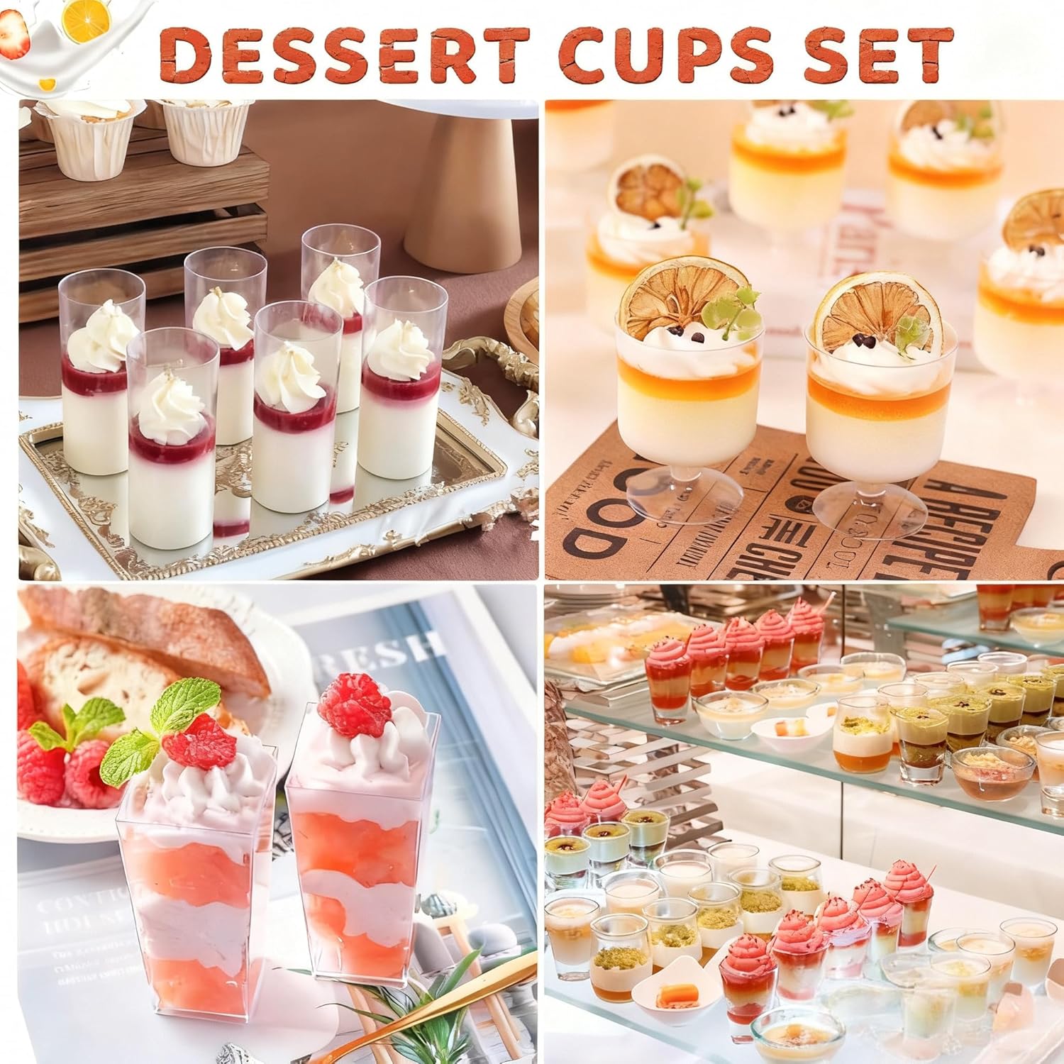 LifeIdeas 380 Pack Mini Dessert Cups with Lids and Spoons, 3 & 4 Oz Reusable Appetizer and Parfait Cups, Perfect as Shooters for Party, Fruit, Ice Cream, Cake & Pudding