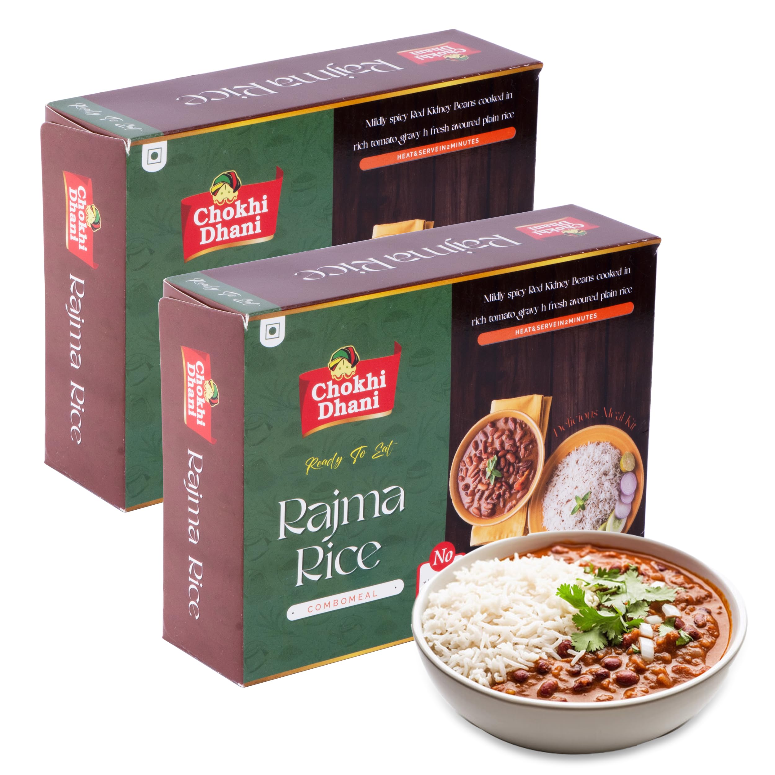 Chokhi Dhani Ready to Eat Rajma Rice, Just Heat & Eat, Microwavable, (Pack of 2, 360g Each)