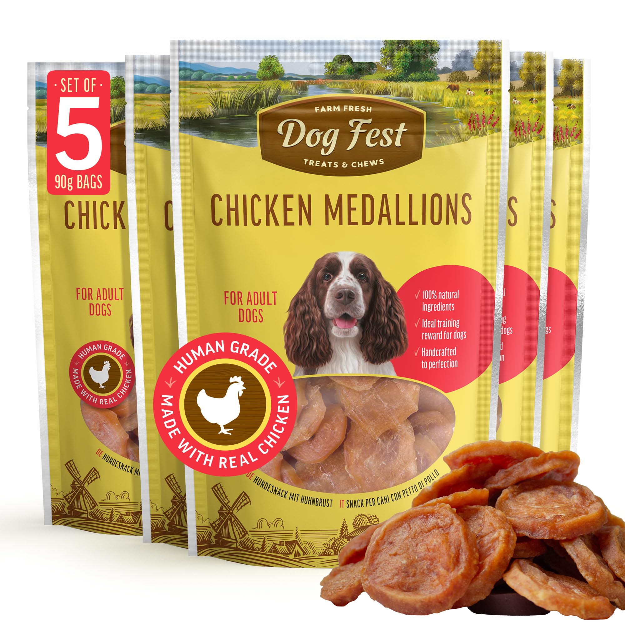 Dog Fest Premium Chicken Medallions, High Meat Content Natural Dog Training Treats for Adult Dogs