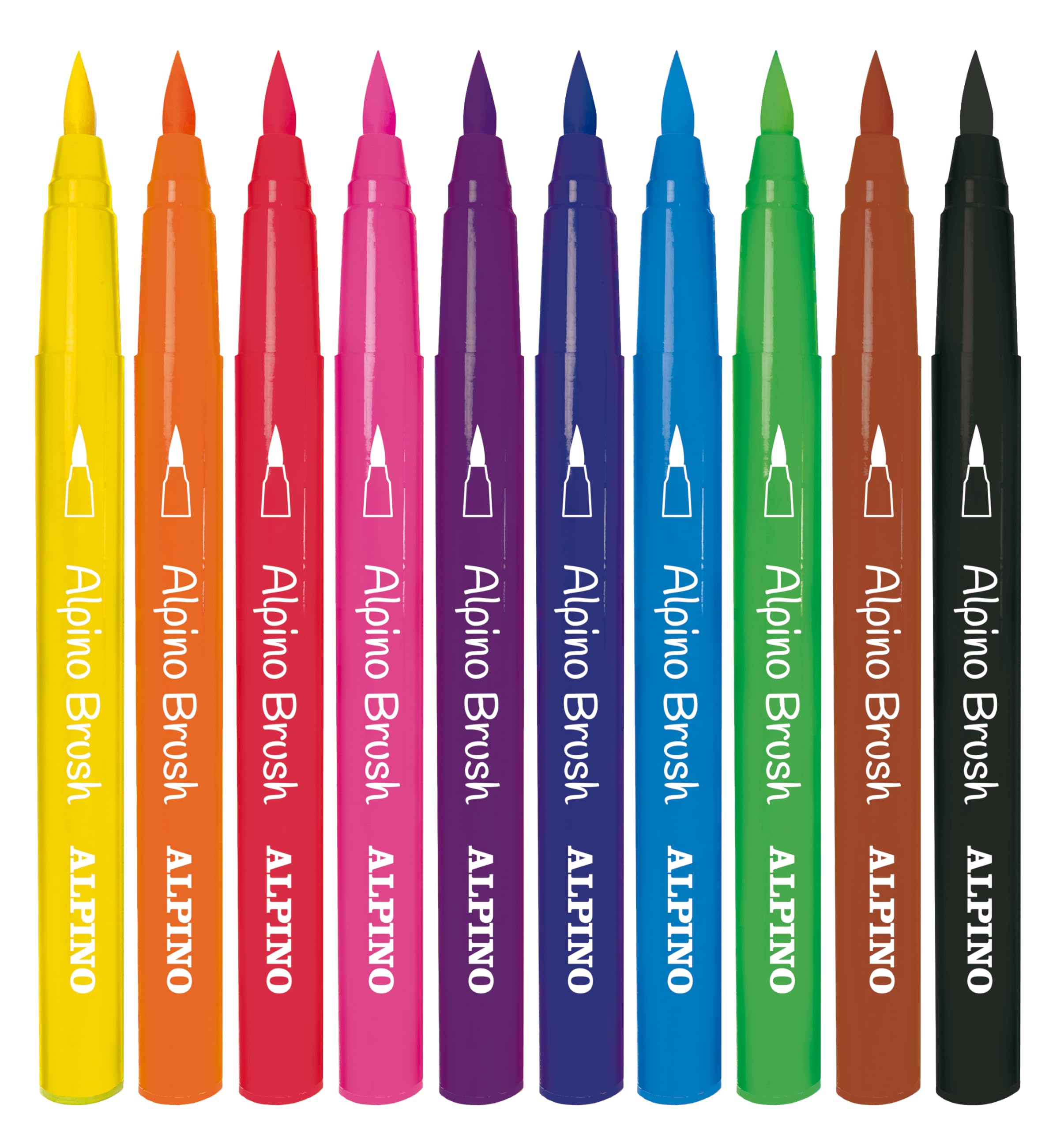 Alpino Pinselmarker Set – 10 Stück, 3,8 Mm Pinselspitze, Superwaschbar, Lebendige Farben Für Kunst & Lettering