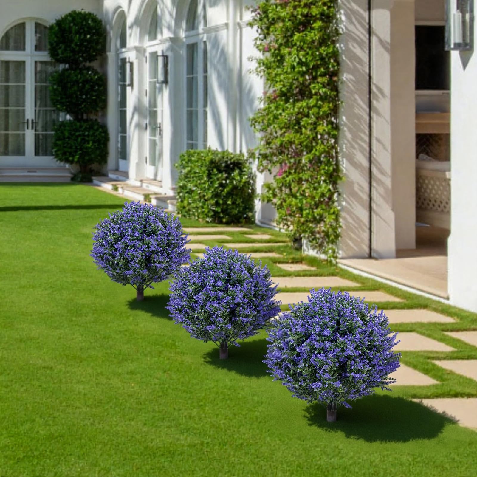Lavande Artificielle Lot de 2, piquets en Fer, déco Jardin extérieur