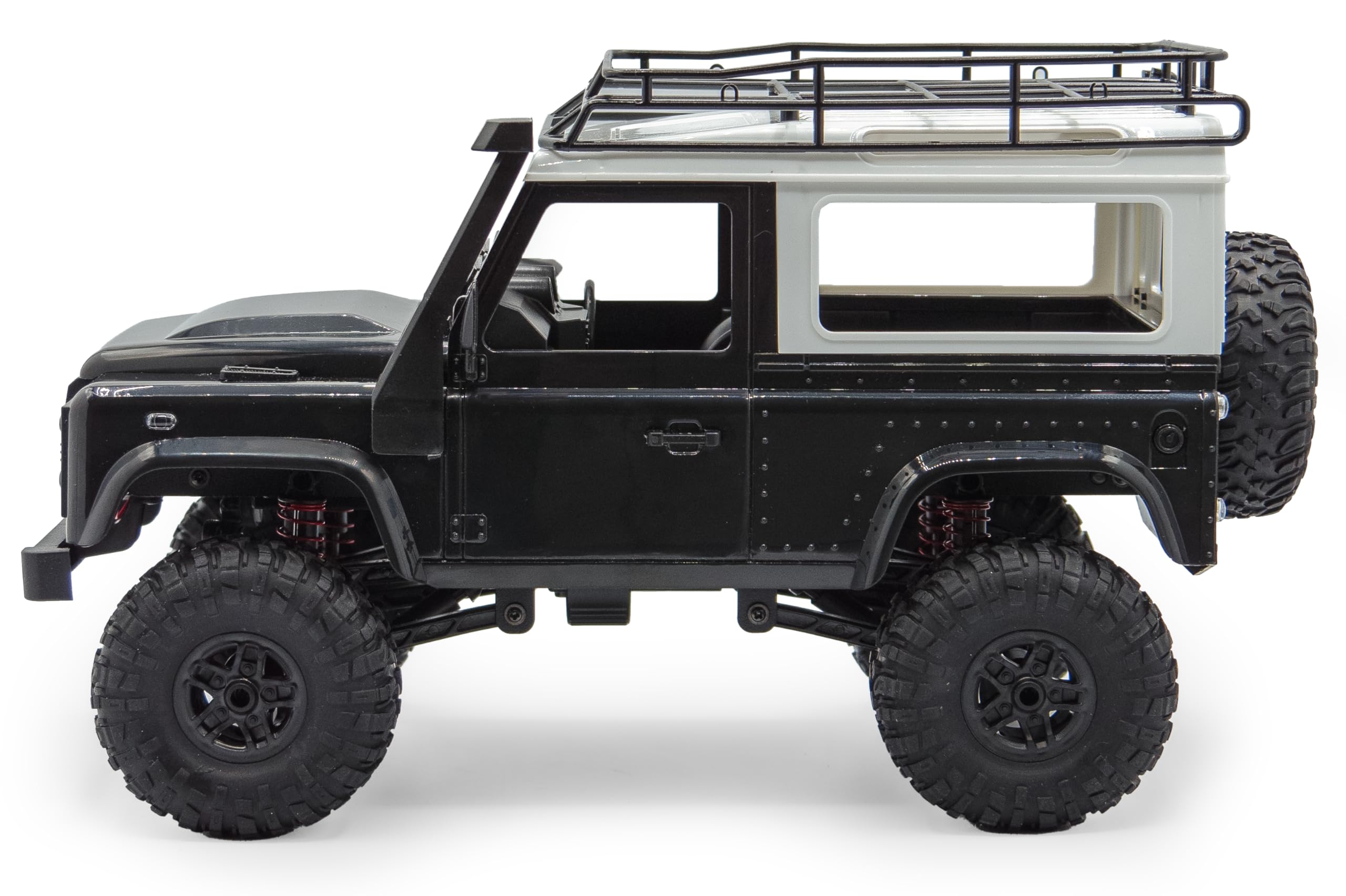 RC Land Rover Adventure 1/12 RTR 4WD | Geländewagen Modellauto | 2,4 GHz Fernsteuerung | LED Beleuchtung | Allradantrieb | Offroad Crawler | Proportionale Steuerung | Li-Ion Akku (Schwarz)