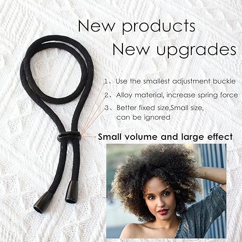 Miniatura 4 de MILAMIYA 5 lazos para coleta de caballo afro ajustables para cabello corto rizado moño largo para mujeres con cabello grueso, trenzado, rizado,