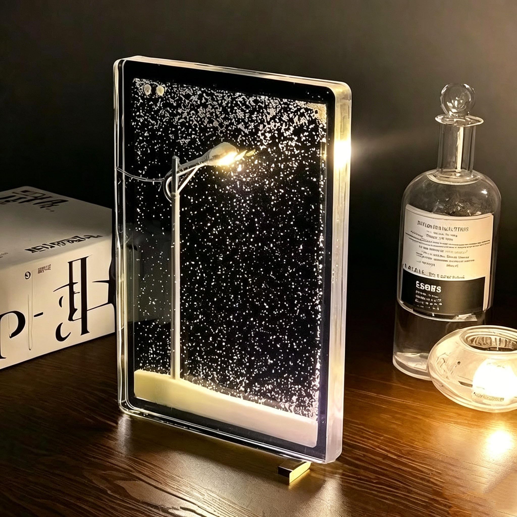 hogarevrumah Magical Snowy Night Street Lamp, Creative DIY Flow Art Nightlight, Handmade Pendant Gift Set, Transparent Glitter Landscape