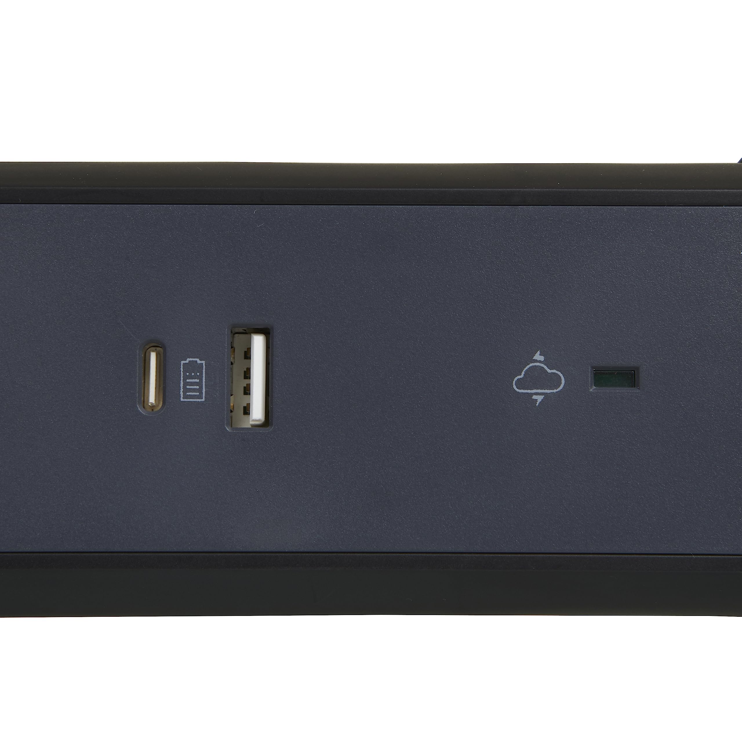 Legrand, Ciabatta elettrica girevole, 5 prese, presa multipla, porta USB A e USB-C, protezione da sovratensione integrata con indicatore di stato (SPD), cavo da 1,5 m, nero/grigio scuro, 694514
