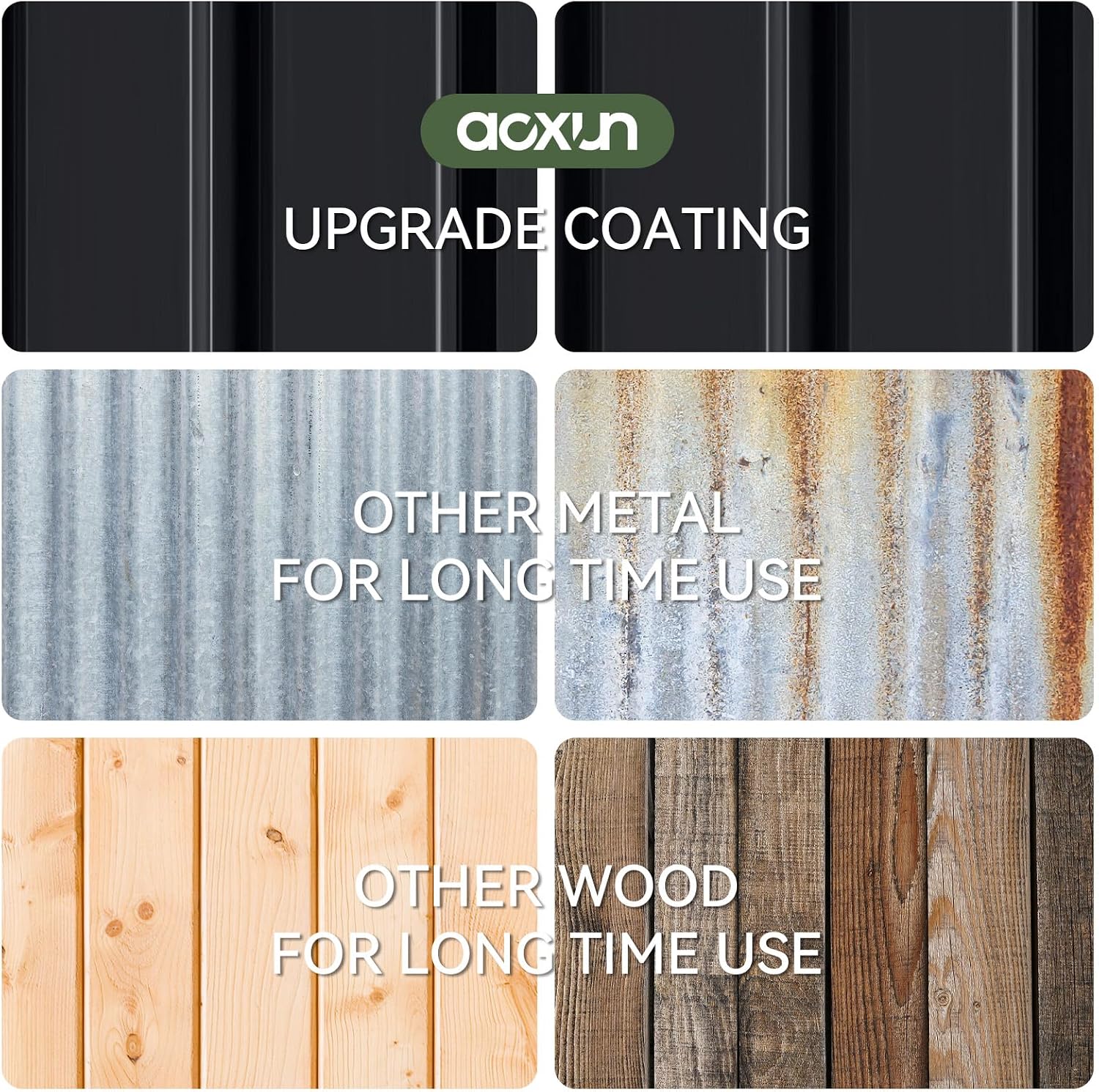 Comparison of Aoxun's upgraded coating with other metal and wood materials over time