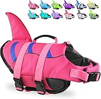 Fragralley Shark Dog Life Jacket - Adjustable Ripstop Vest with High Buoyancy, Rescue Handle for Small Medium Large Dogs Swimming Safety