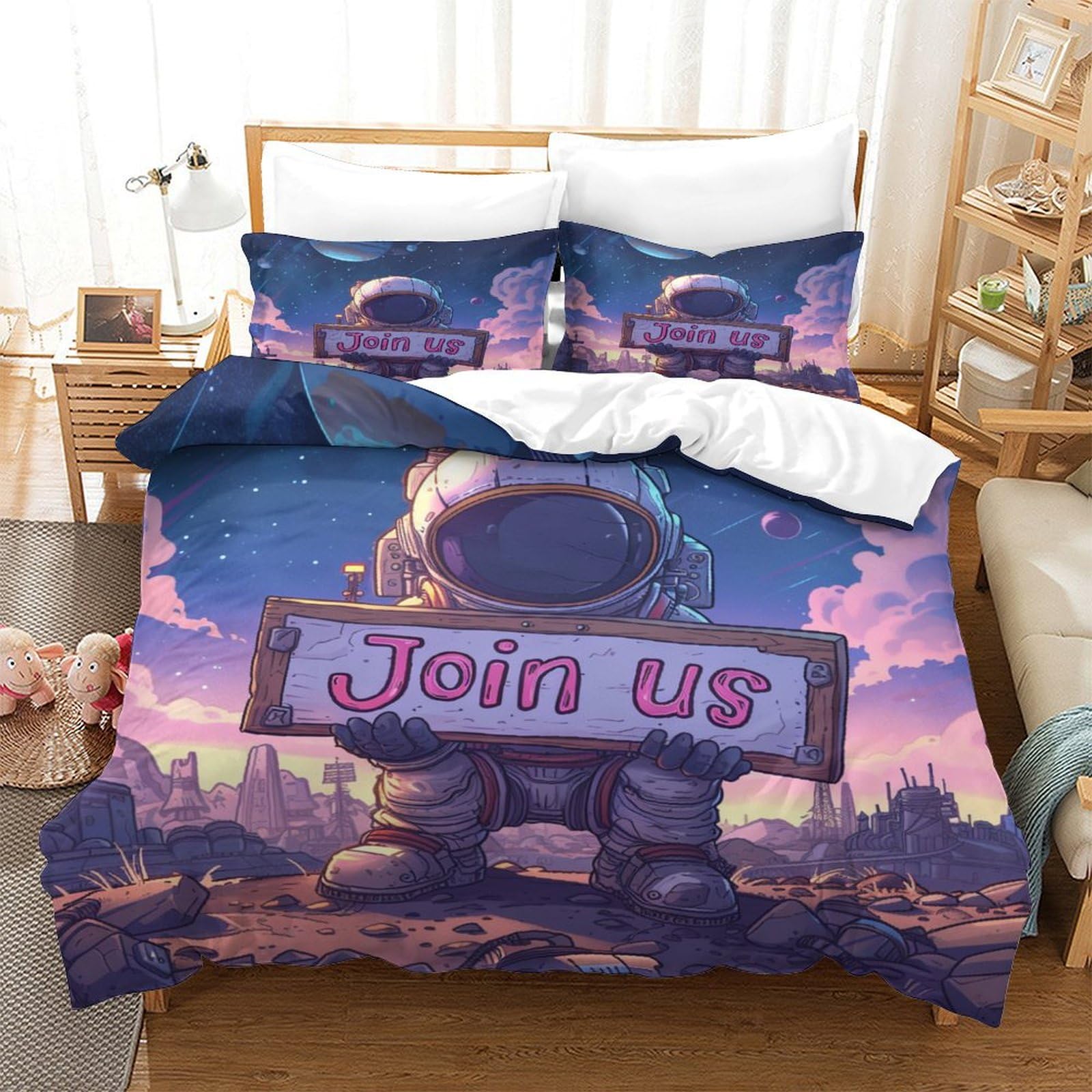 Housses de couettes astronaute respirantes 140x200 pour éviter la transpiration nocturne enfant