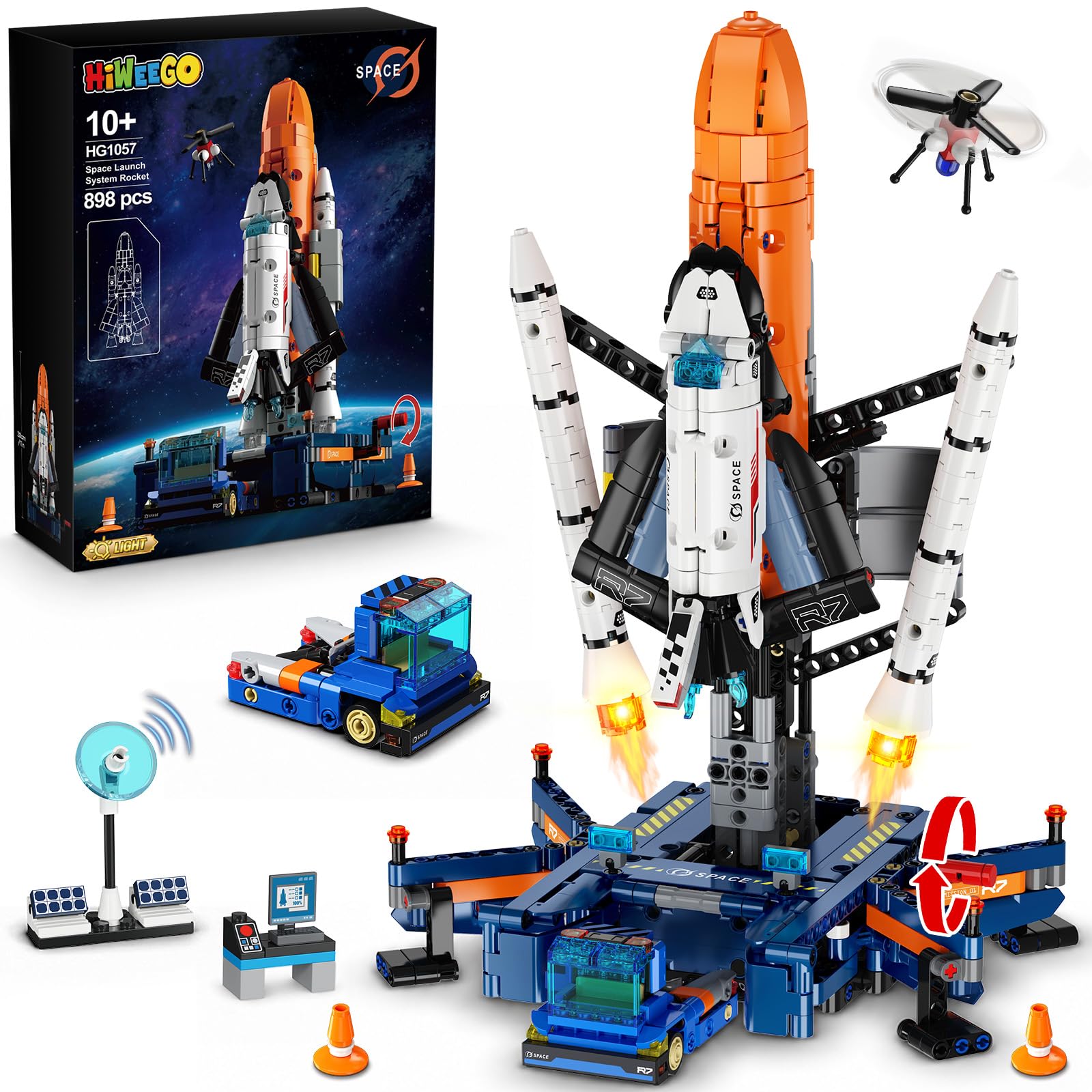 HiWEEGO Mechanical Space Launch System Rocket Building Set with LED Light