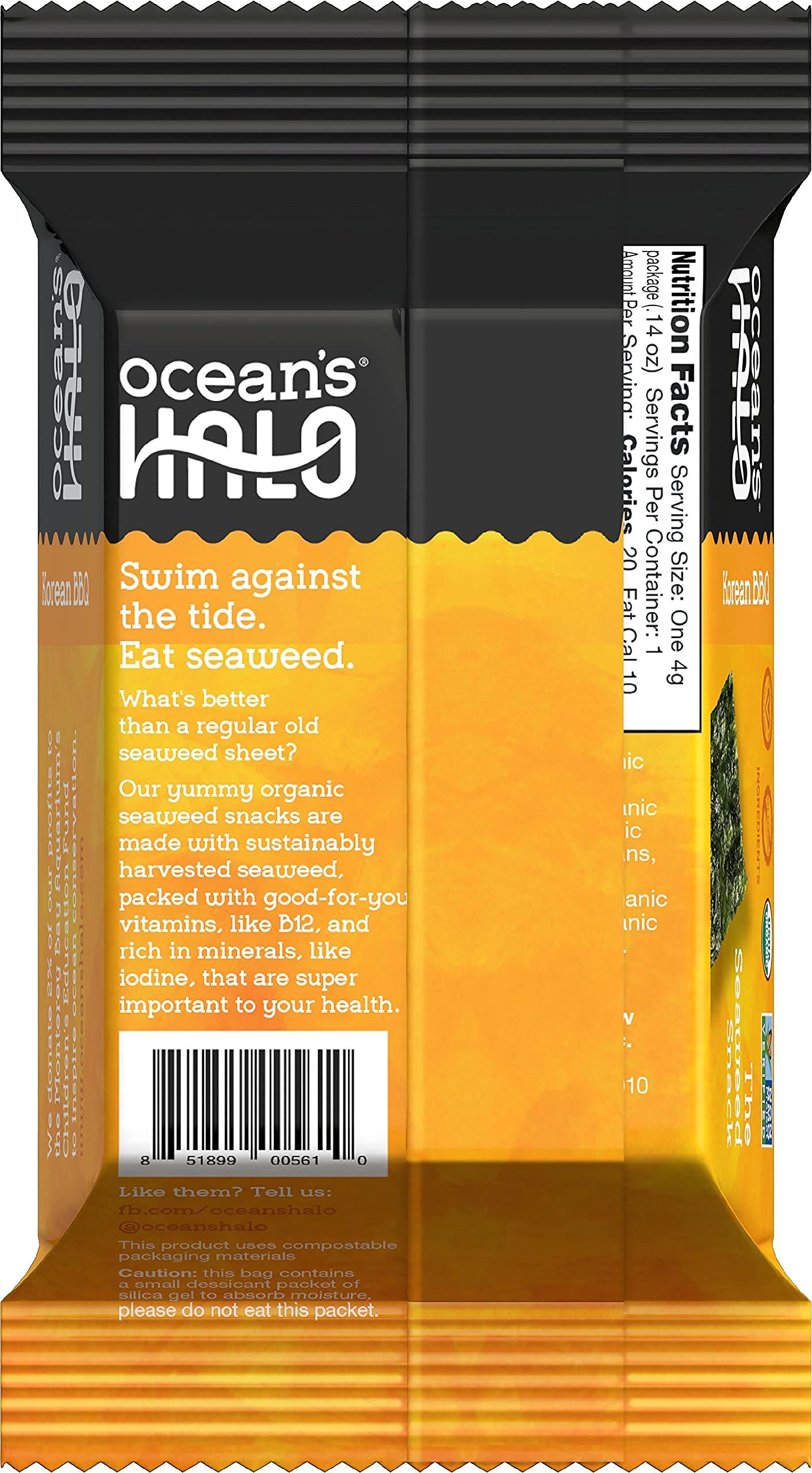 Buy Ocean's Halo Organic Korean BBQ Seaweed Snack, Gluten Free & Vegan