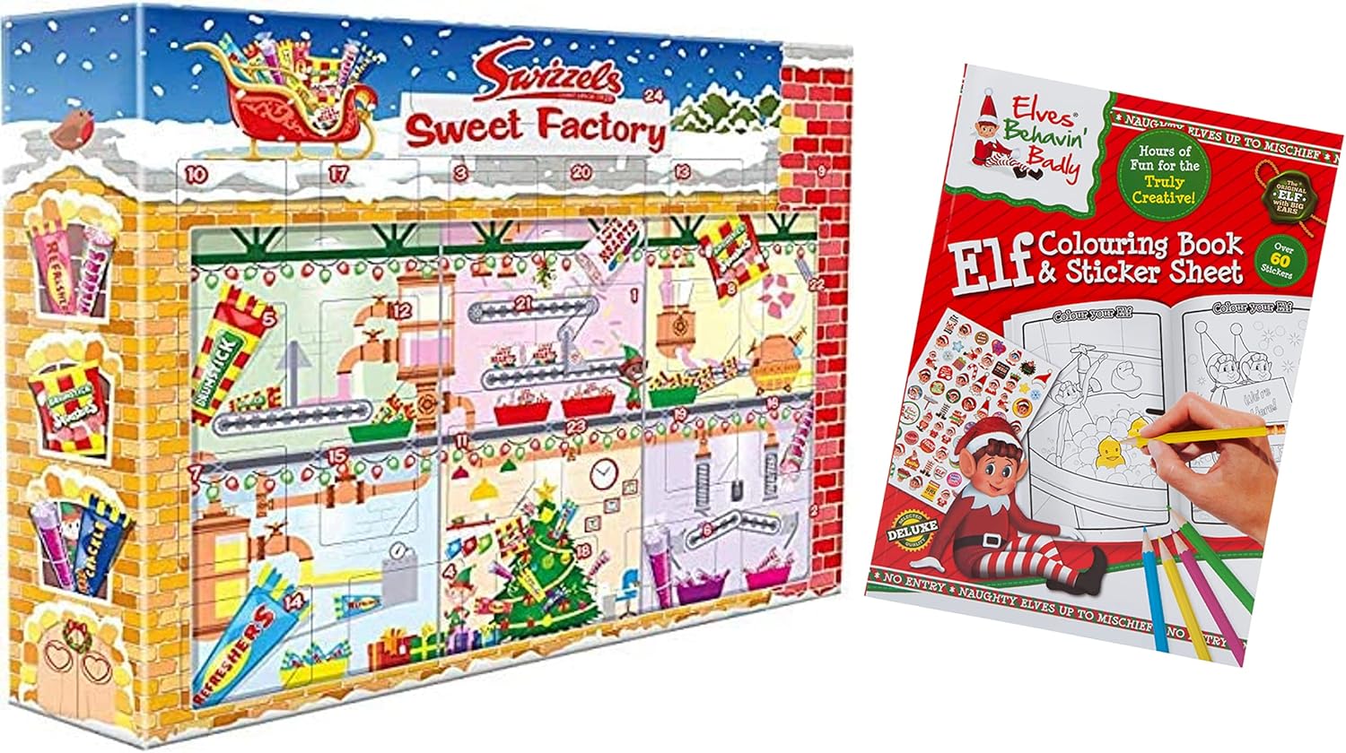 Swizzels Sweet Advent Calendar 2021 (220g) and Elf Colouring & sticker