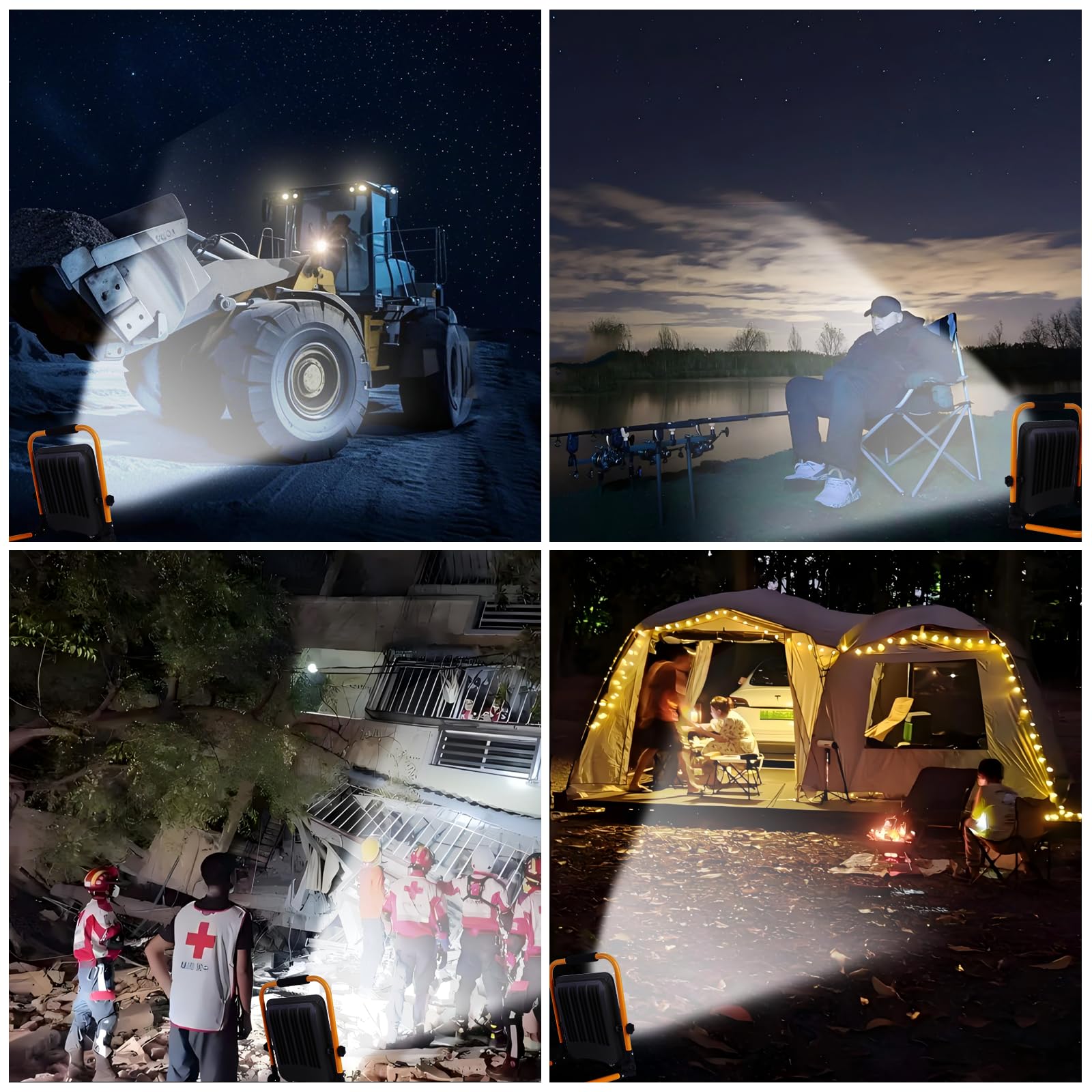 50W Foco de Trabajo LED, Luz de Trabajo superbrillante con Enchufe Europeo, Proyector Portátil para Obra de 6000K con Cable de 2m, Focos LED de construcción para taller, garaje y jardín