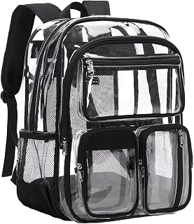 Vorspack Clear Backpack for Girls Boys, Large Transparent Bookbag, Black