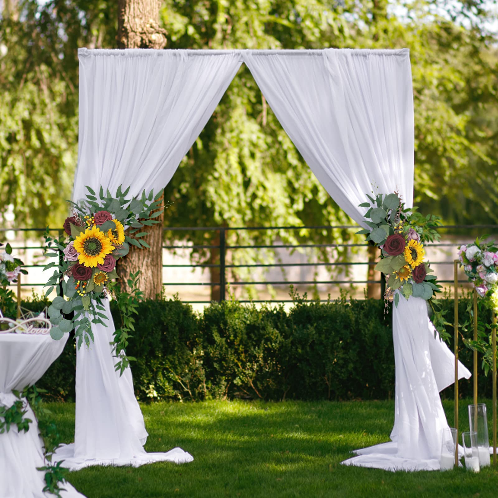 AMLESO Artificial Wedding Arch Flowers Kit, Sunflowers Rustic 2pcs Flower Garland for Lintel, Wall, Door Party Reception Decoration