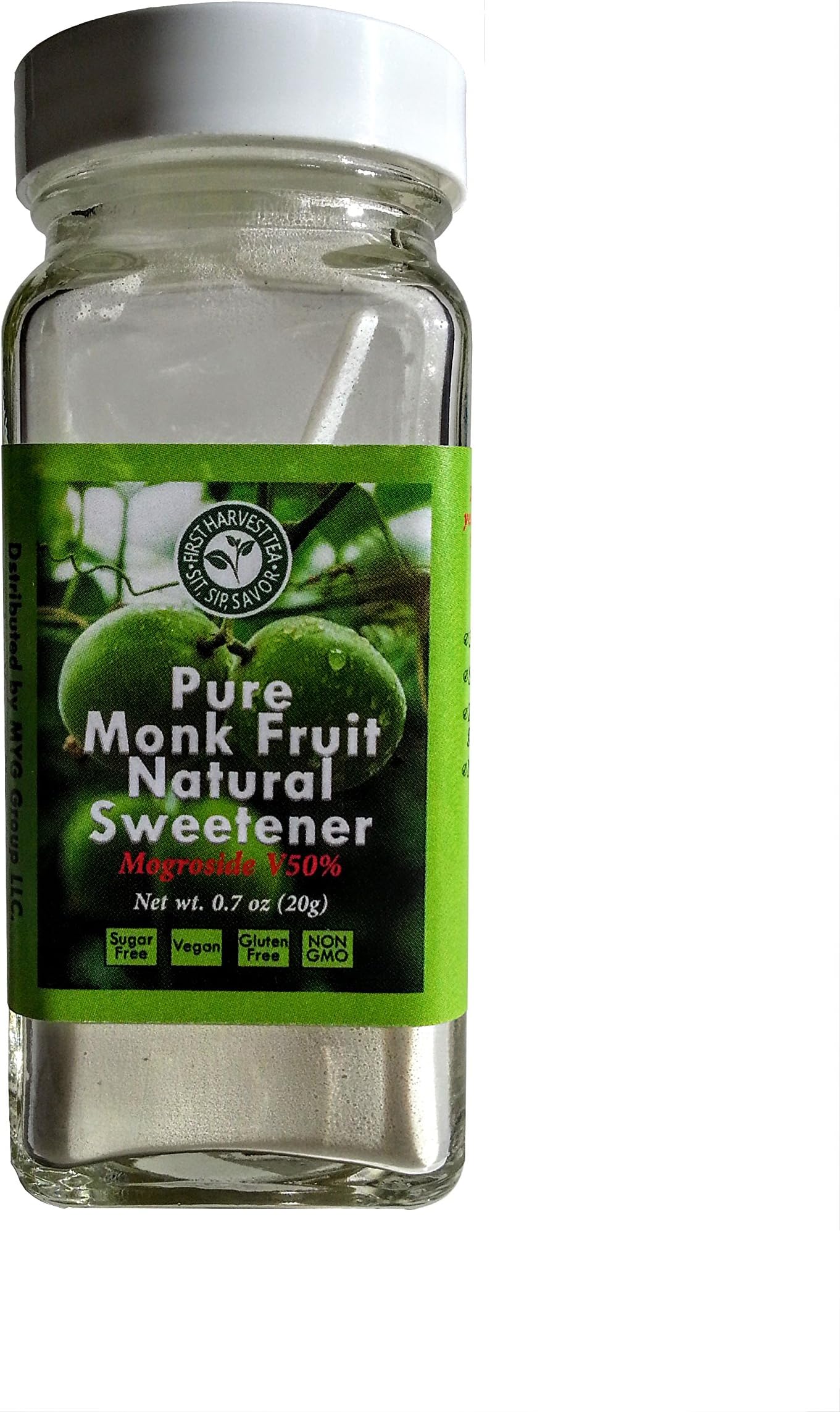 First Harvest Tea Monk Fruit Mogroside V50% Concentrated Powdered Sweetner - .7oz