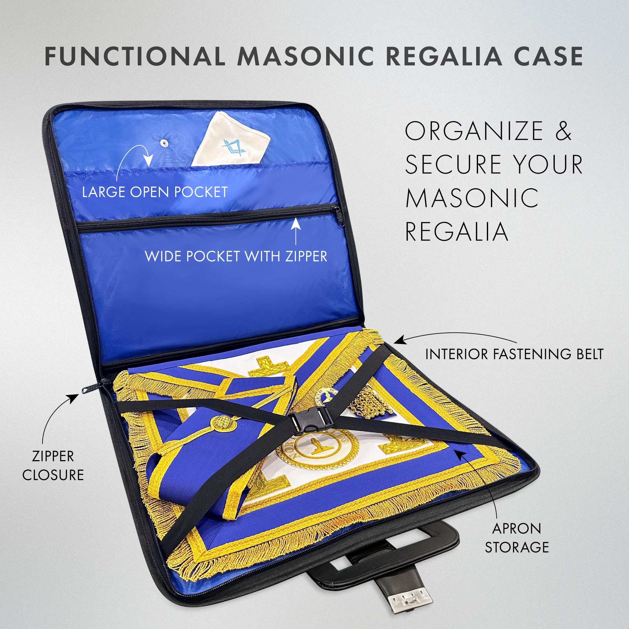 THE MASONIC COLLECTION Freemasons Provincial - Funda blanda con diseño de maletín - Fabricado con piel sintética - Resistente al agua - Accesorio de regalo para hombre, Black, 48.5cm x 42.5cm x 2cm