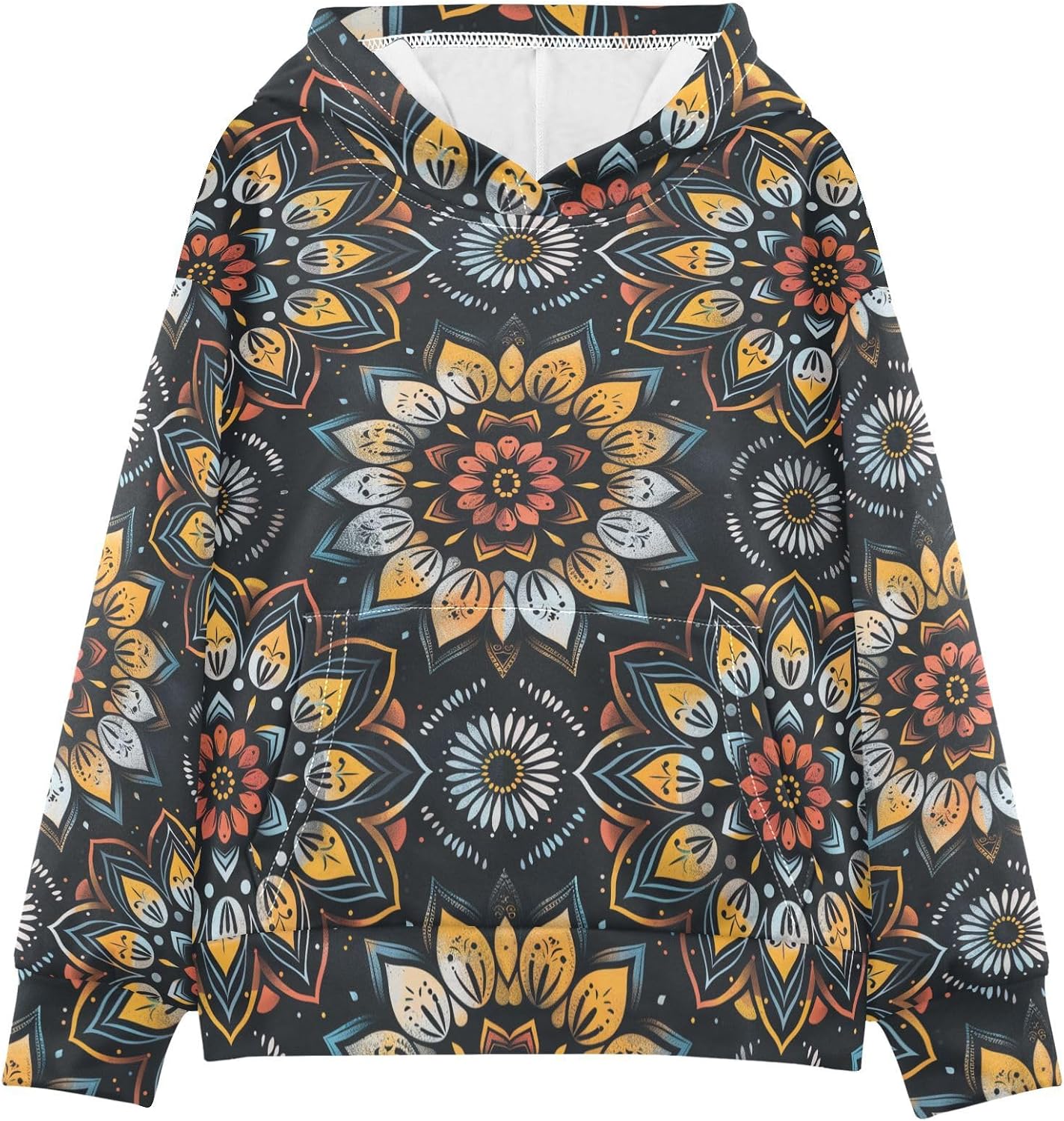 ALAZA Mandala Flower Floral Hoodies Sweatshirt for Boys Girls Kids Hooded Pullover Top