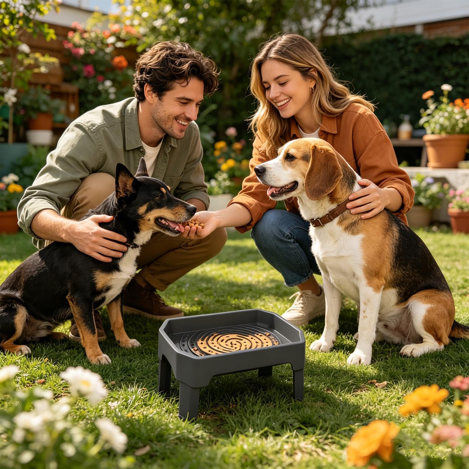El Elevado para Perros Estación De Alimentación Ajustable En 4 Alturas | Tazones Elevados Para Perros Con Soporte Para Mascotas Entrenamiento Bebida Cocina Exterior Viaje Camping Patio Trasero