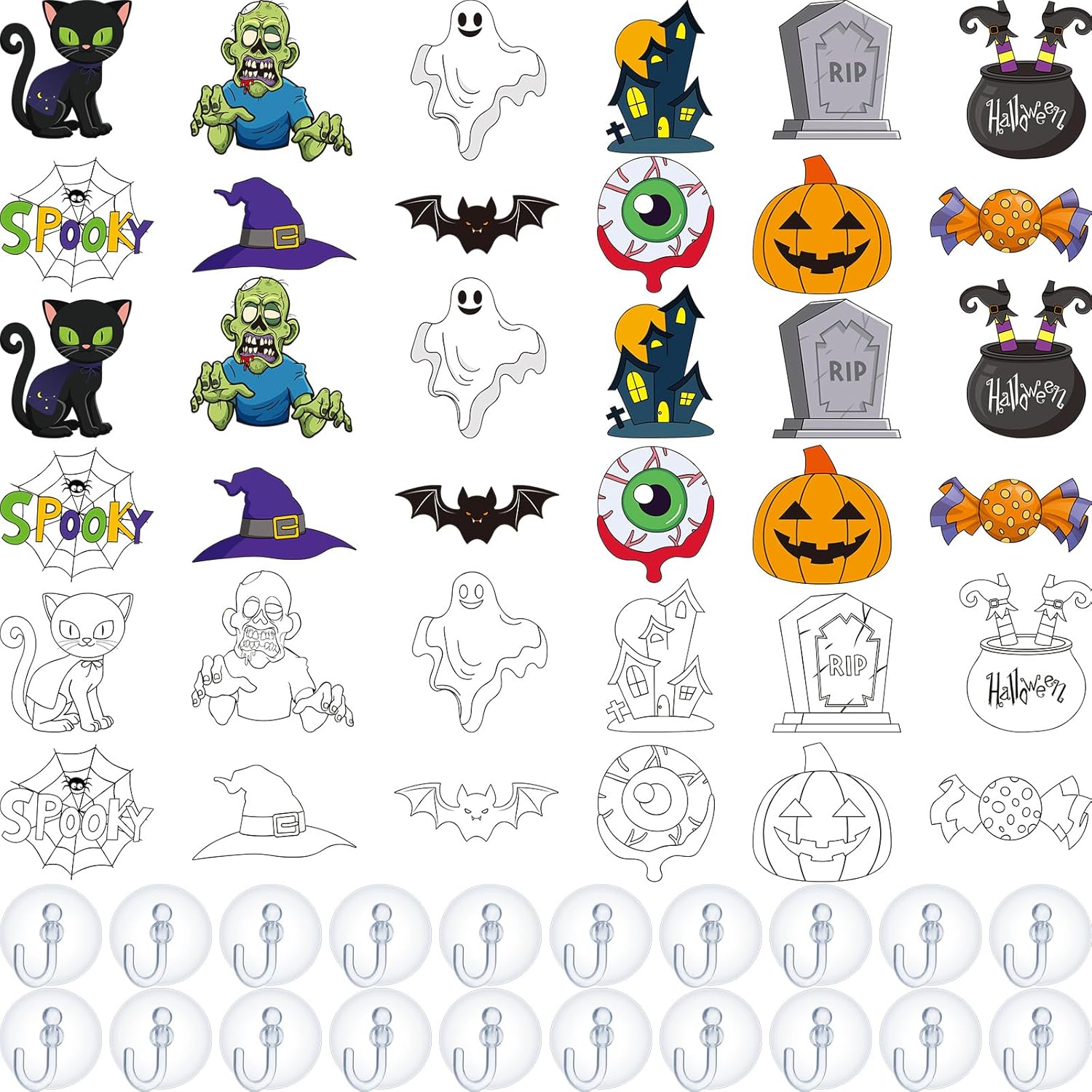 Jenaai 72 Pcs Halloween Suncatchers for Kids to Paint Make