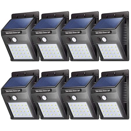 DealFry Outdoor Waterproof Bright Solar Wireless Security Motion Sensor 20 LED Night Light Wall Light and Lighting for Wall, Patio, Garden, Landscape, Deck, Shed, Lawn (Black) (Pack of 1) (Pack-8)