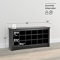 Vista 3 de Banco cubo para almacenamiento de zapatos Prepac , Laminados de madera compueta, Negro