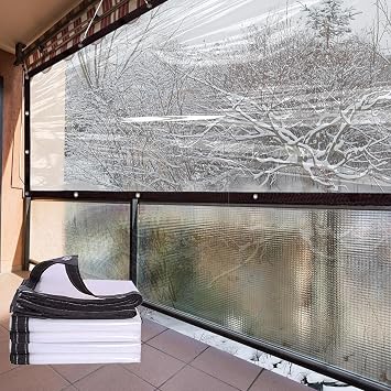 Transparent Tarp with Eyelets 16x3ft, Heavy Duty Clear Tarps Waterproof, Outdoor Tarpaulin Transparent for Roof, Camping, Outdoor, Patio, Rain or Sun
